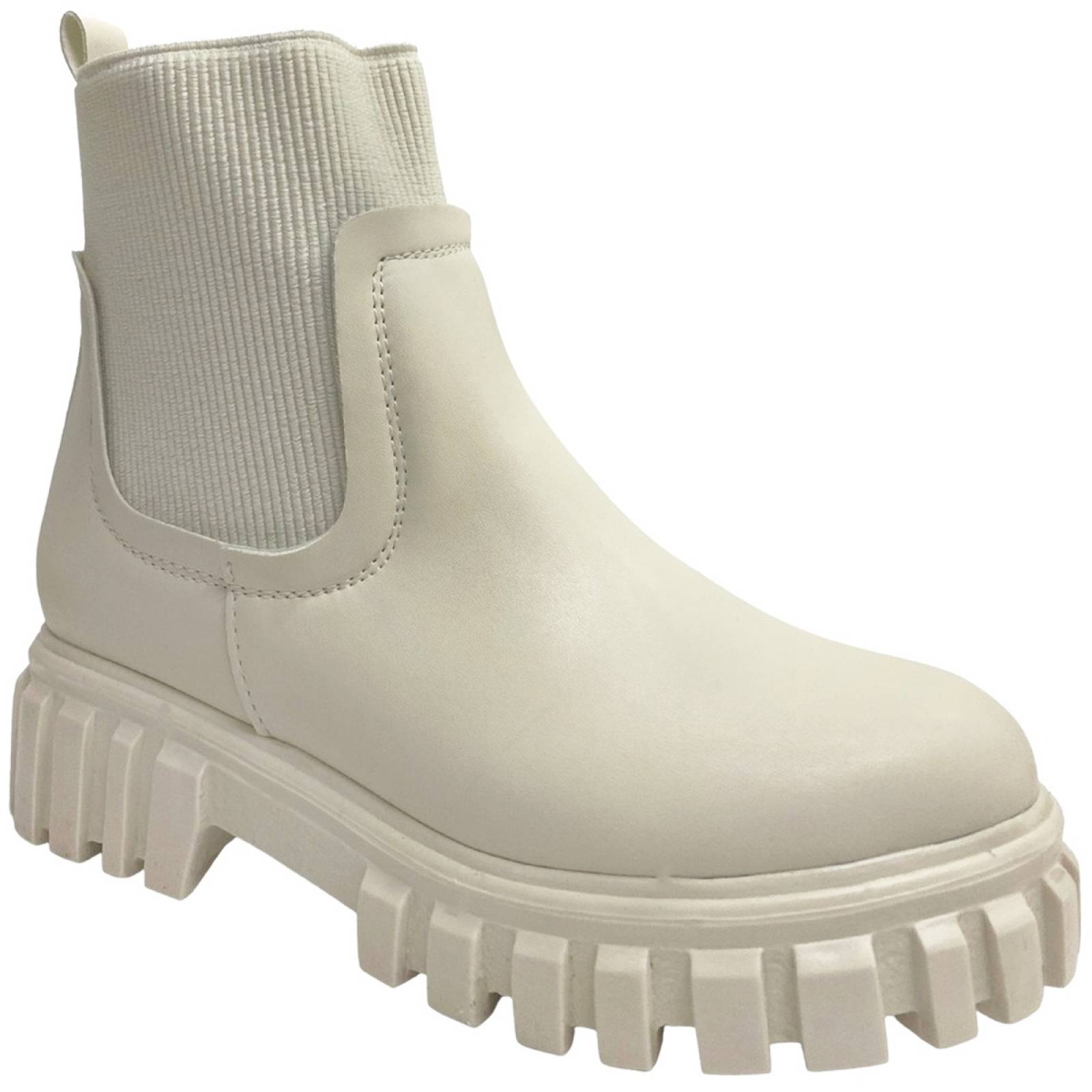 Botas Botin Para Dama Plataforma Escocia Suela Serpiente Latte