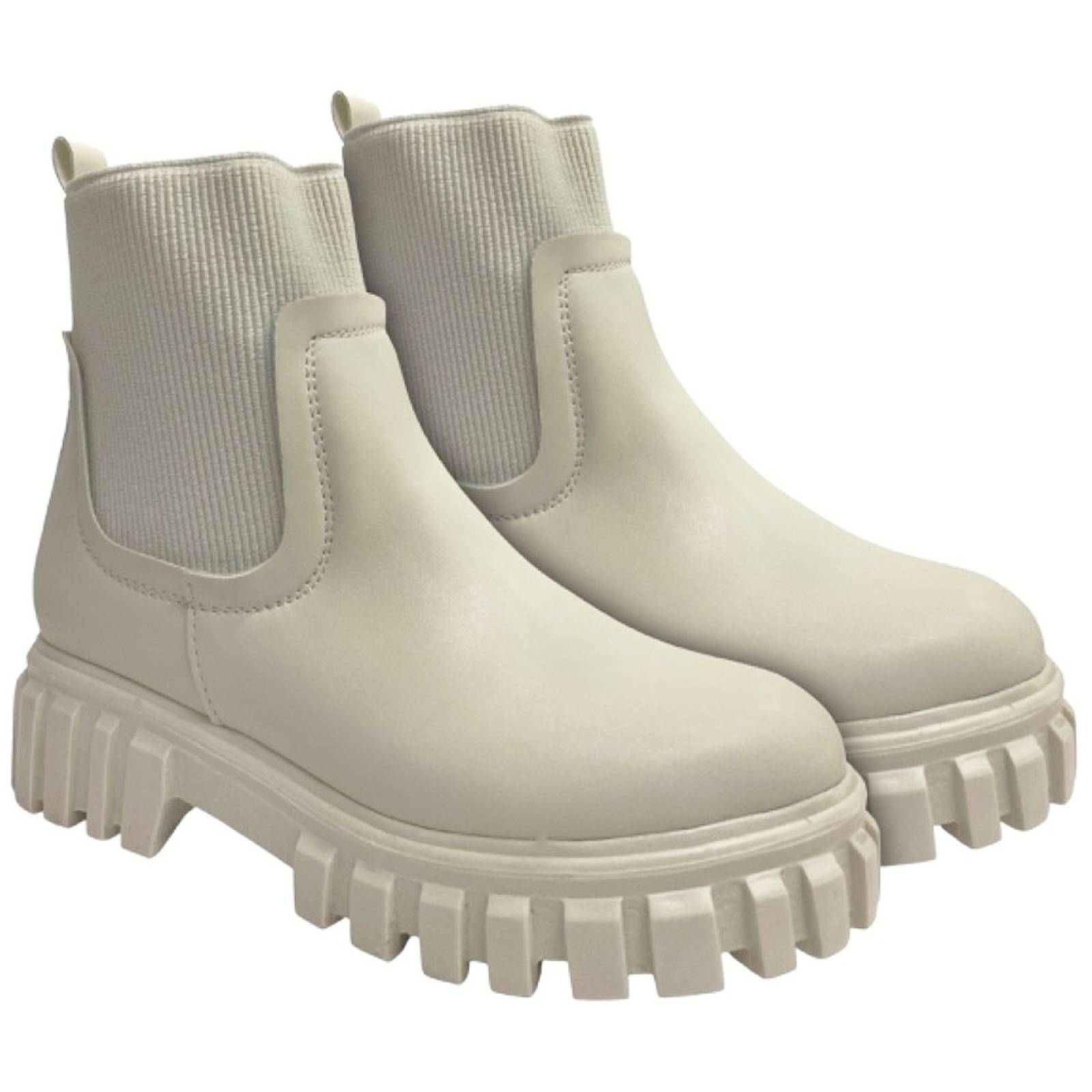 Botas Botin Para Dama Plataforma Escocia Suela Serpiente Latte