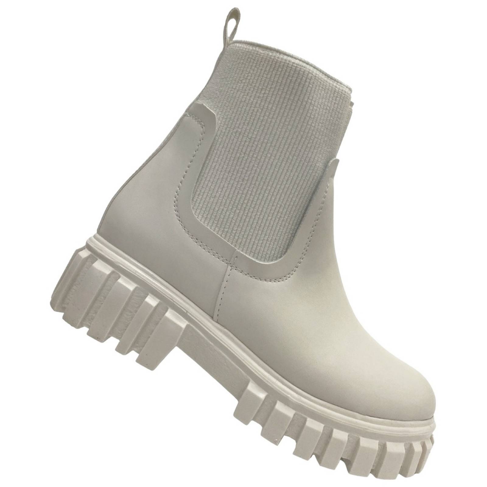 Botas Botin Para Dama Plataforma Escocia Suela Serpiente Latte
