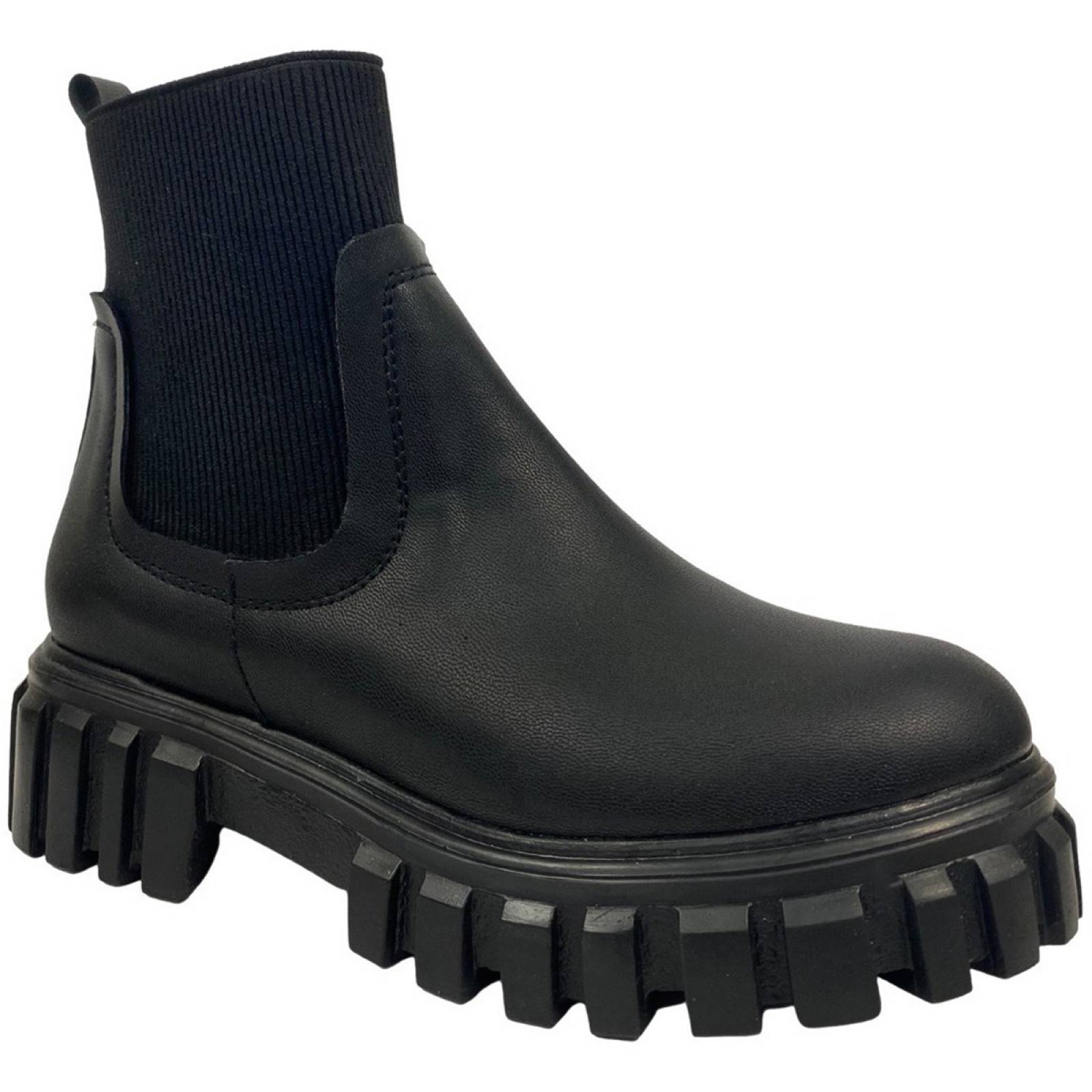 Botas Botin Para Dama Plataforma Escocia Suela Serpiente Negro