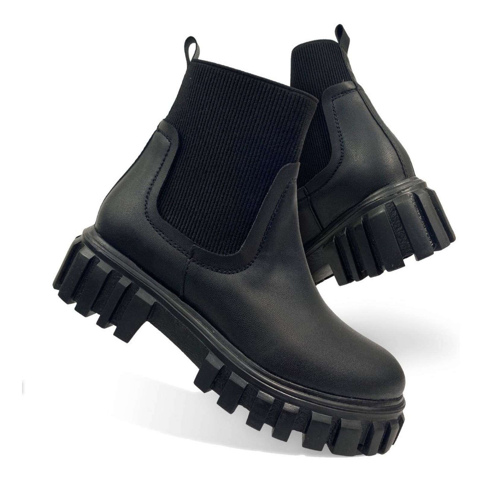 Botas Botin Para Dama Plataforma Escocia Suela Serpiente Negro