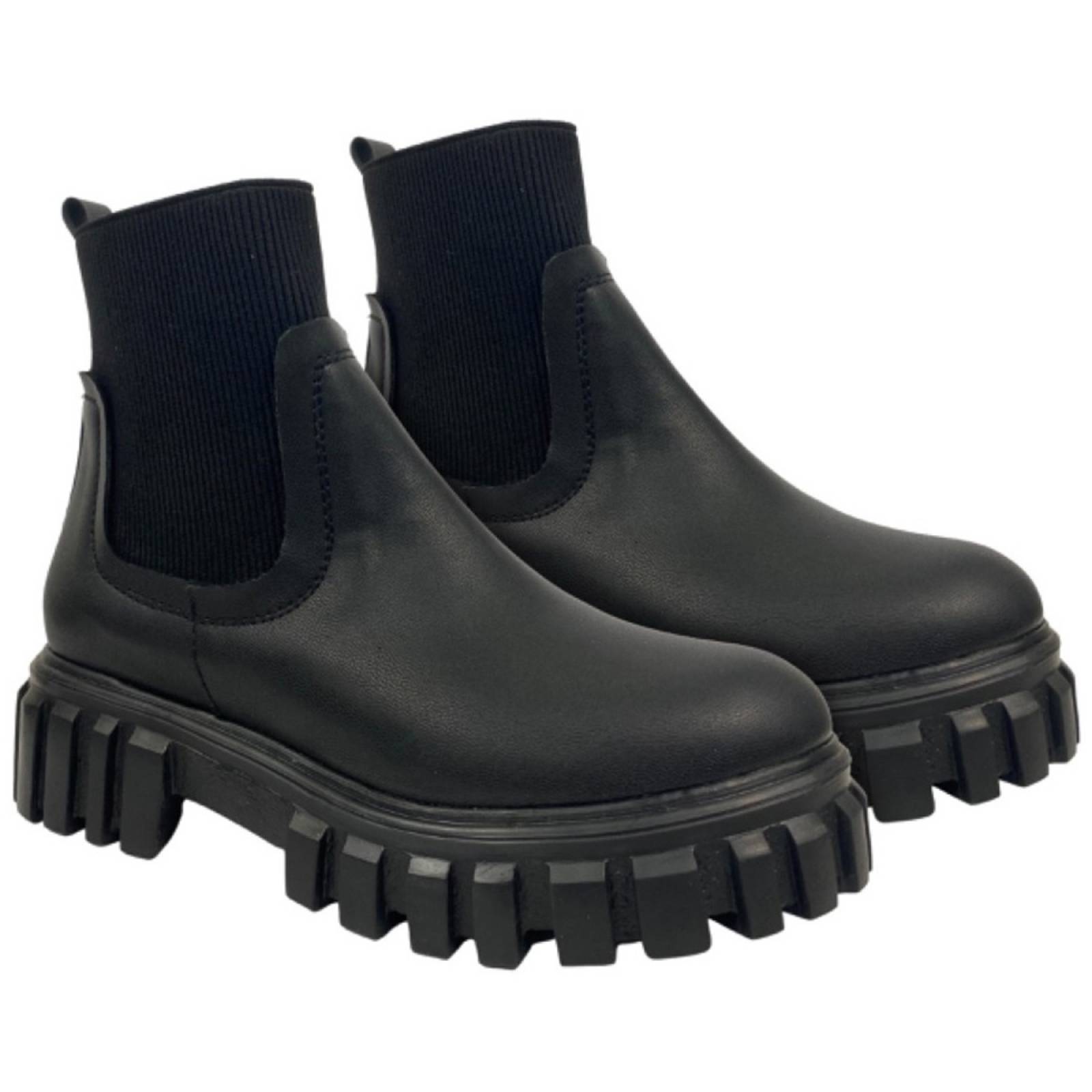 Botas Botin Para Dama Plataforma Escocia Suela Serpiente Negro