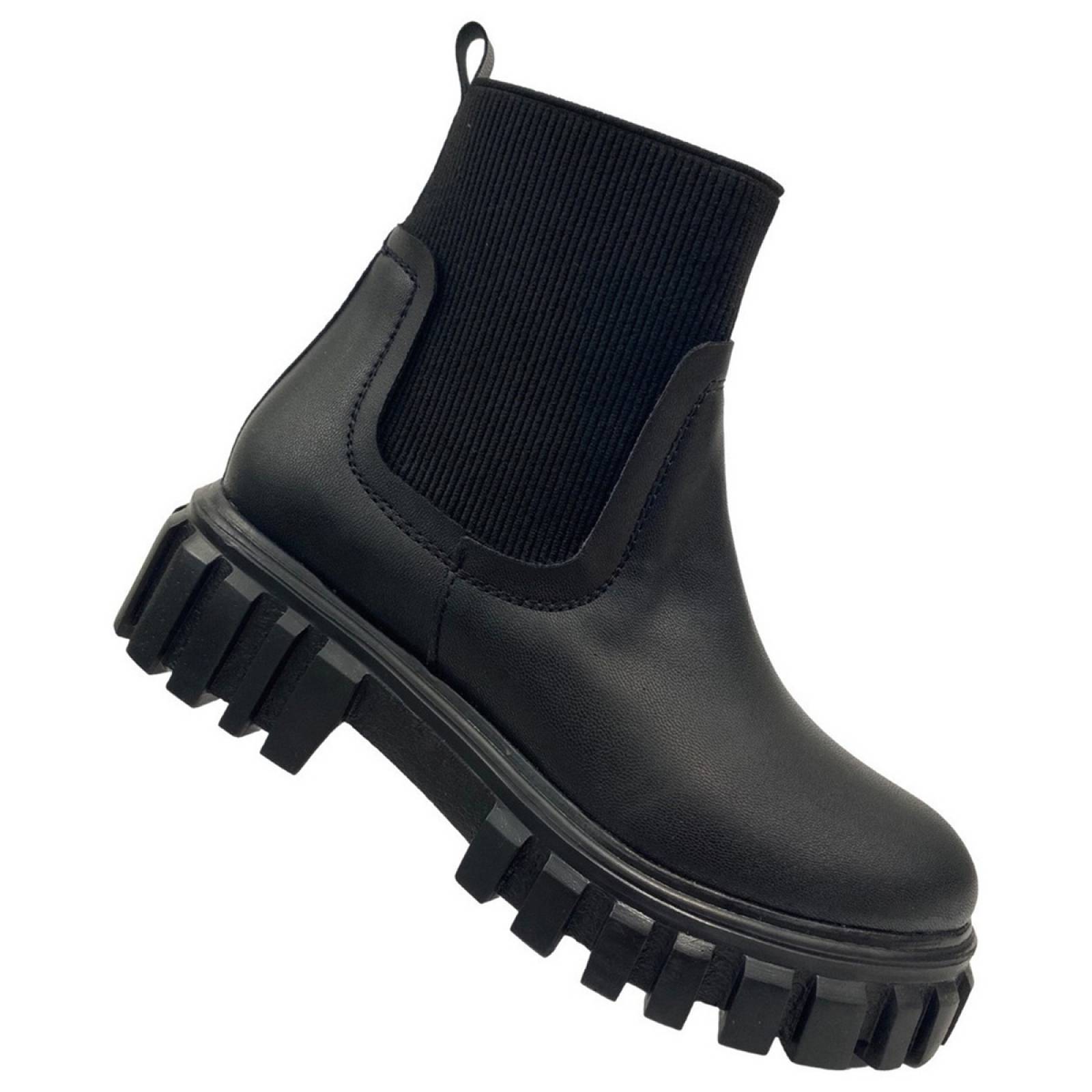 Botas Botin Para Dama Plataforma Escocia Suela Serpiente Negro