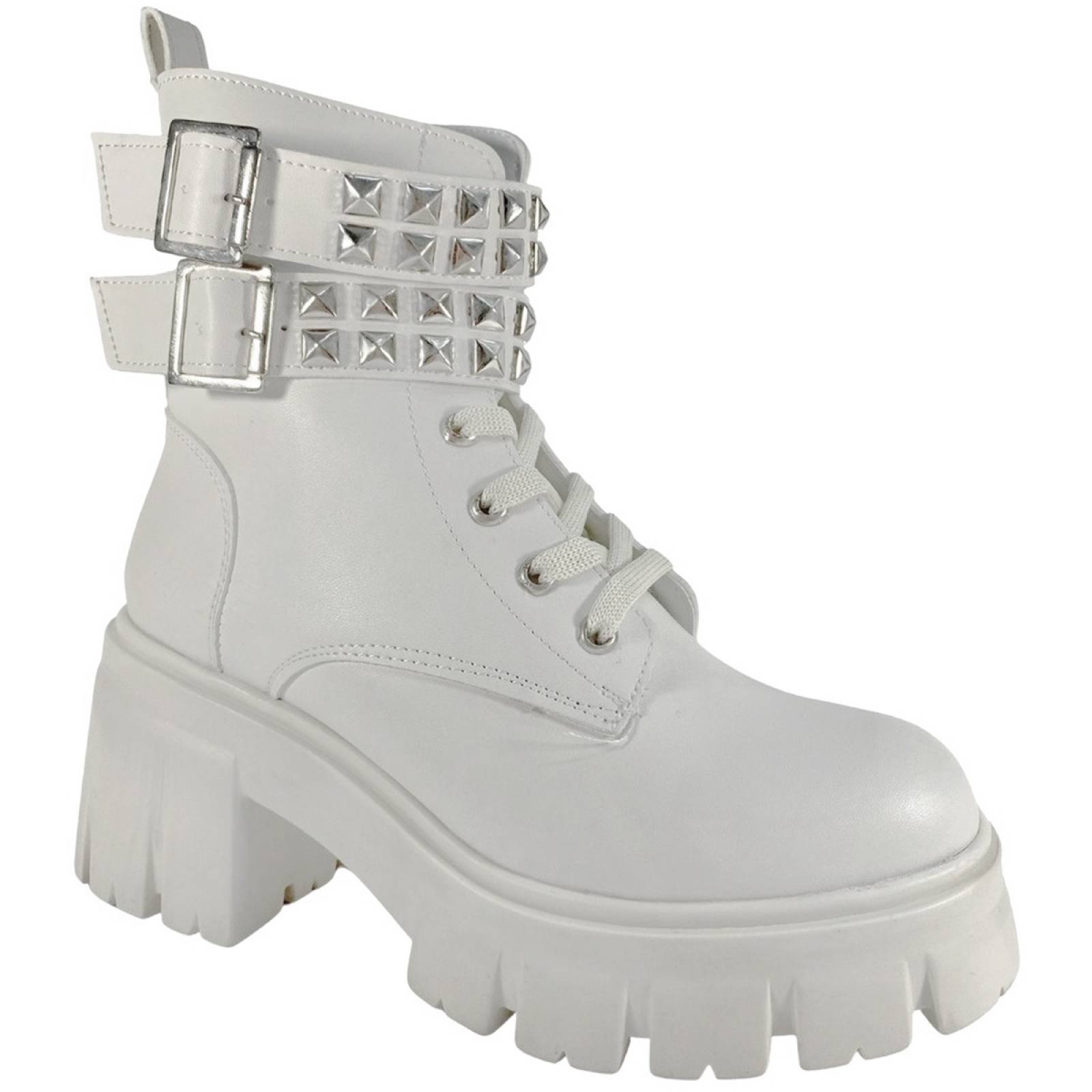 Botas Combat Dama De Plataforma Con Estoperoles Models 4001 Latte