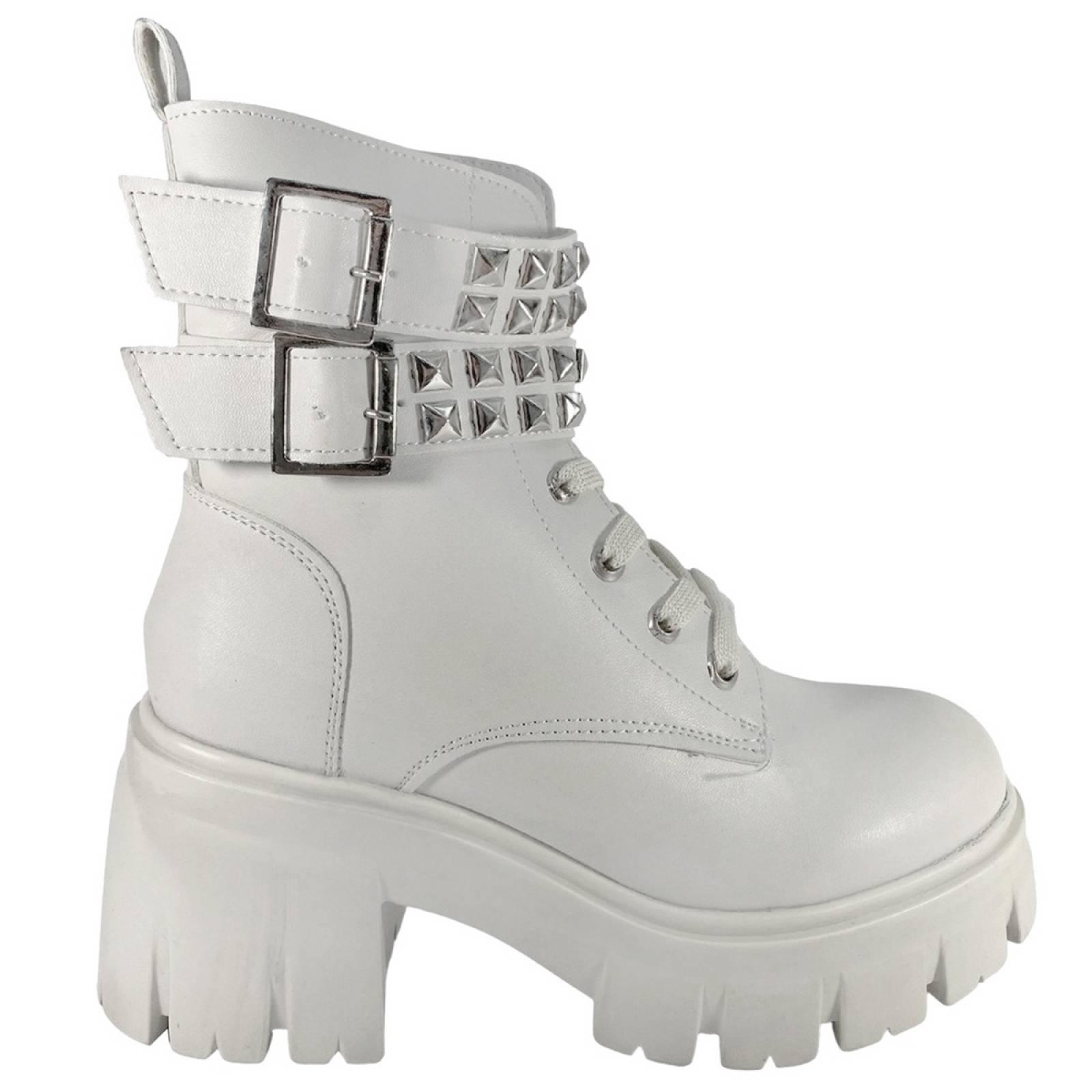 Botas Combat Dama De Plataforma Con Estoperoles Models 4001 Latte