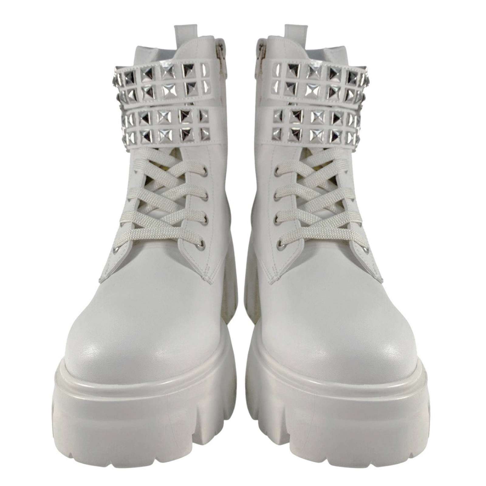 Botas Combat Dama De Plataforma Con Estoperoles Models 4001 Latte