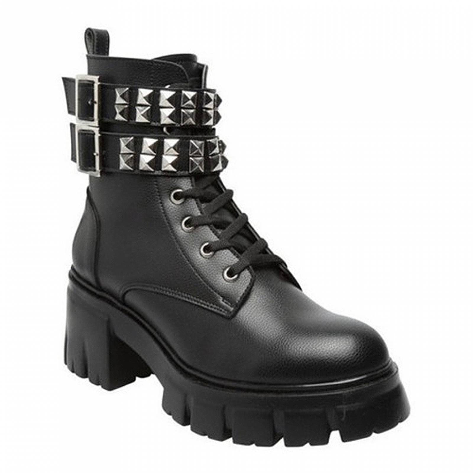 Botas Combat Dama De Plataforma Con Estoperoles Models 4001 Nairobi Negro