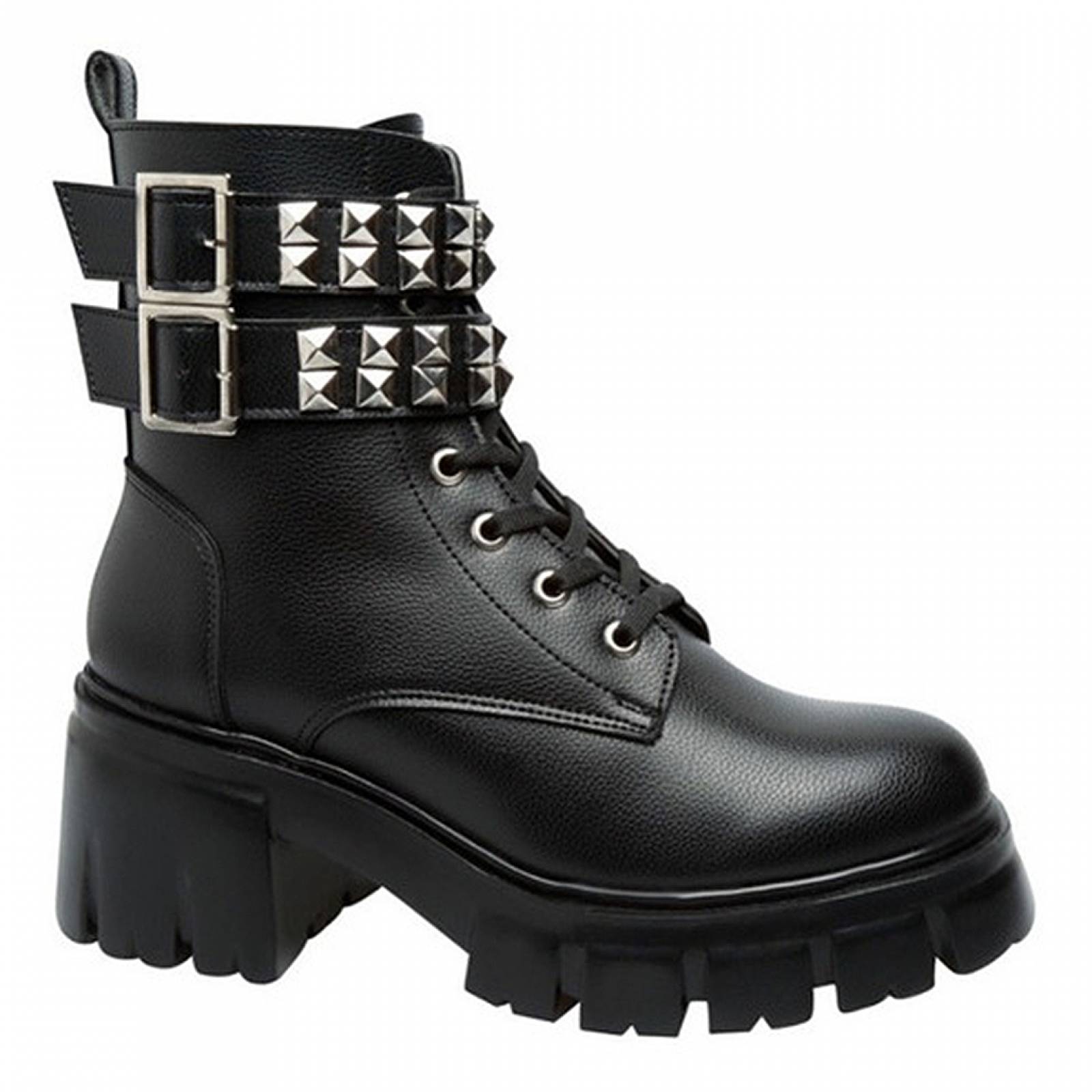 Botas Combat Dama De Plataforma Con Estoperoles Models 4001 Nairobi Negro