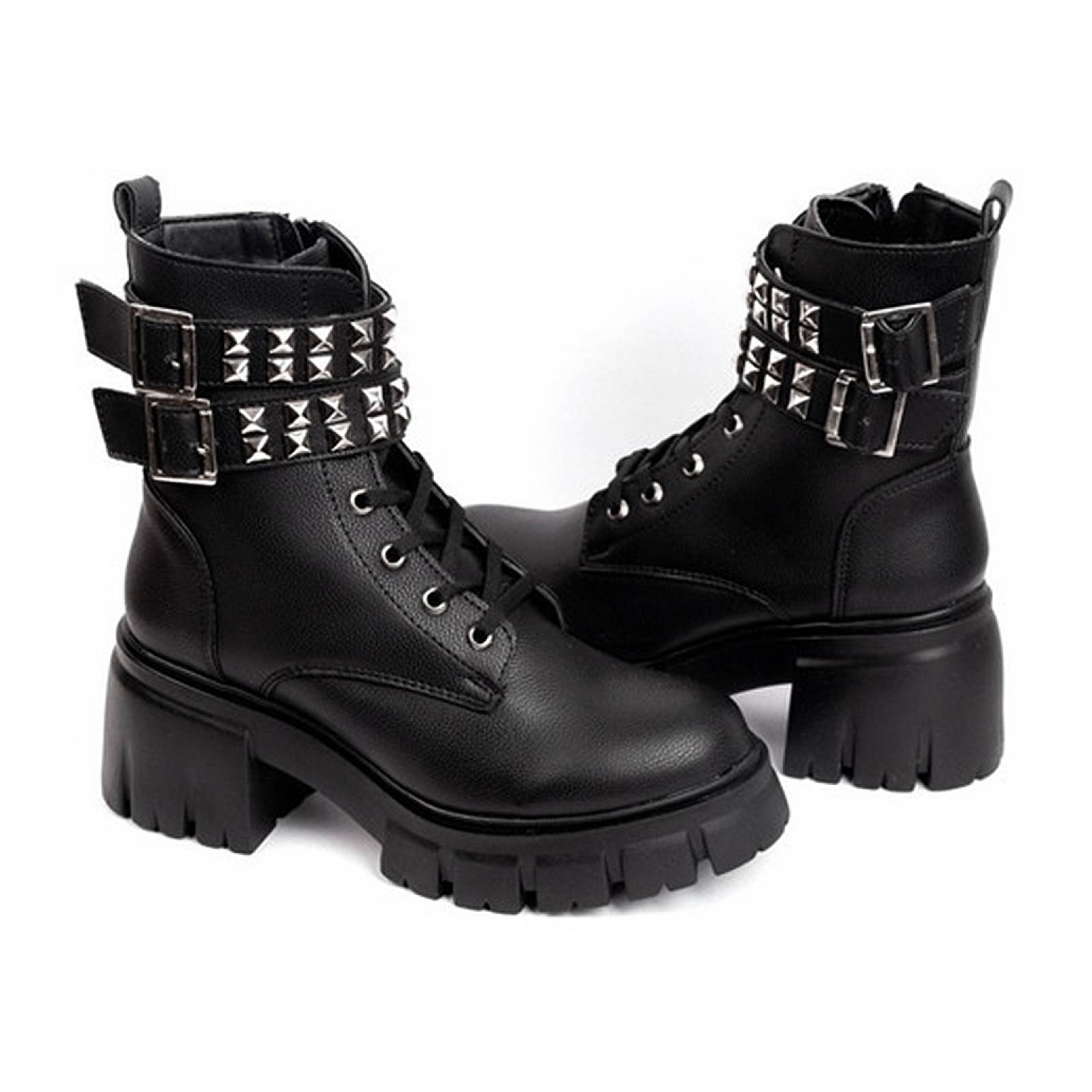 Botas Combat Dama De Plataforma Con Estoperoles Models 4001 Nairobi Negro