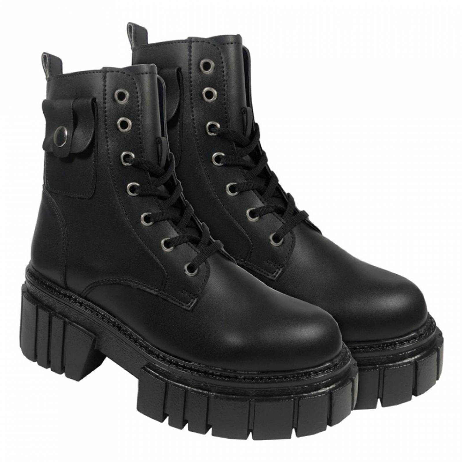 Botas Combat Mujer Moda Modernas Militares Negro