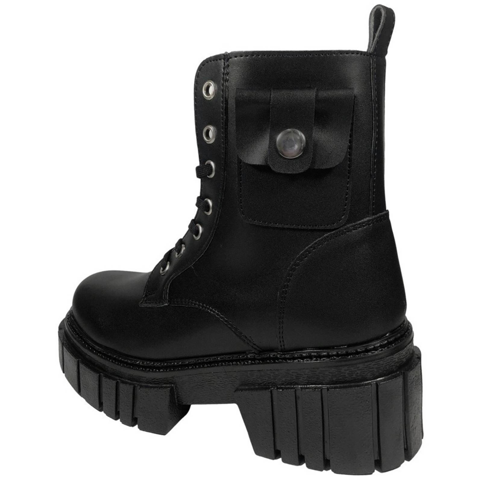 Botas Combat Mujer Moda Modernas Militares Negro