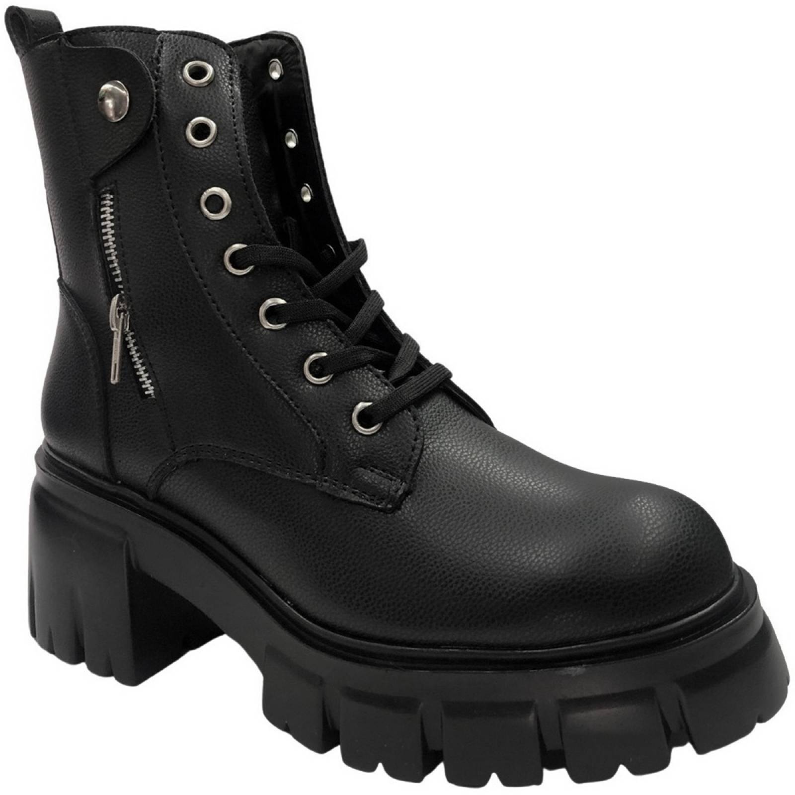 Botas Para Mujer Combat Con Cierre Plataforma Chunky 4020 Negro