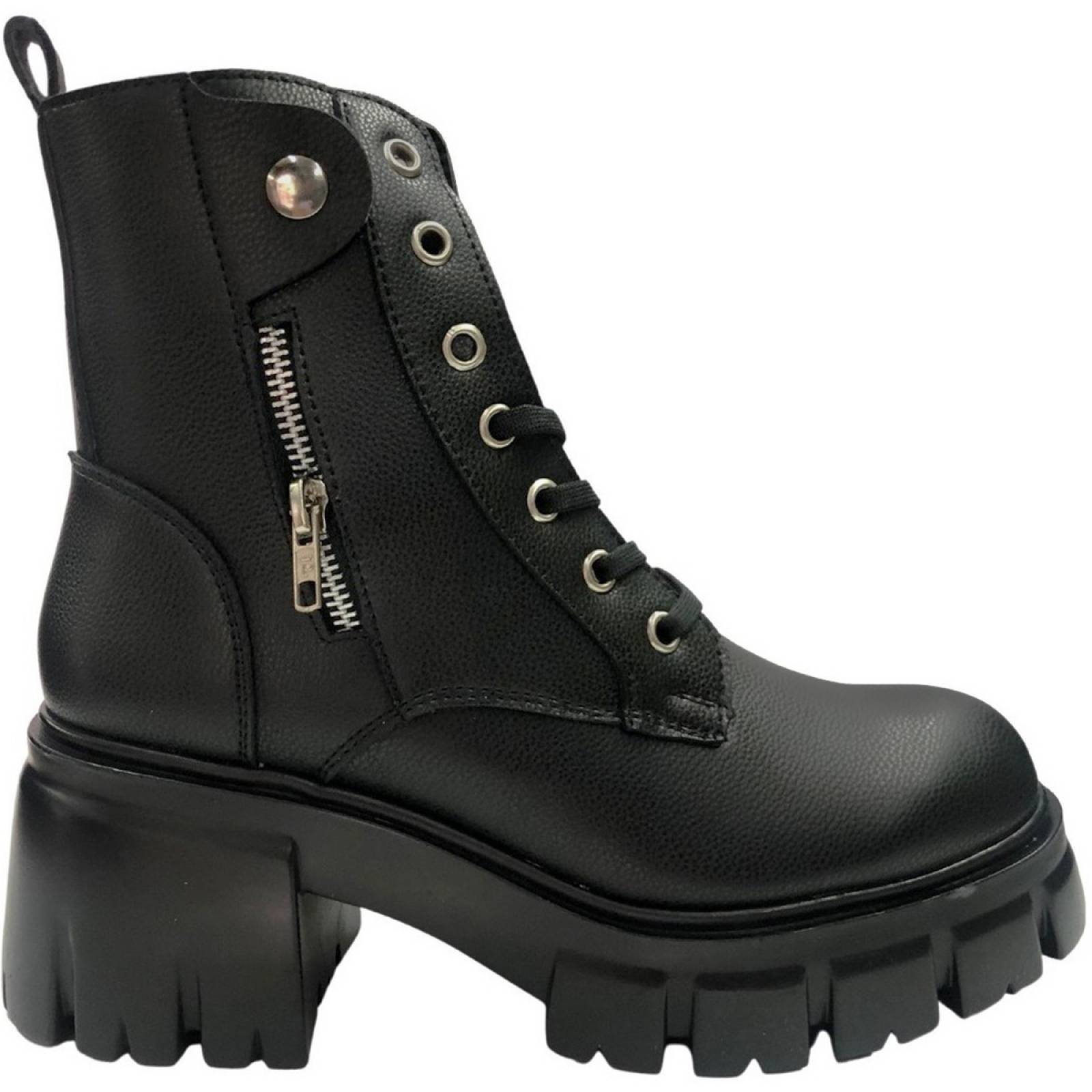 Botas Para Mujer Combat Con Cierre Plataforma Chunky 4020 Negro