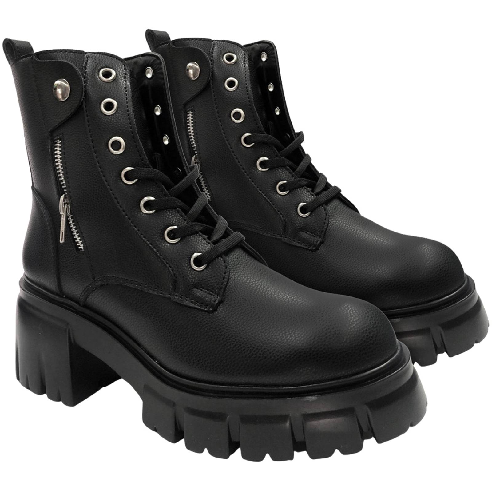 Botas Para Mujer Combat Con Cierre Plataforma Chunky 4020 Negro