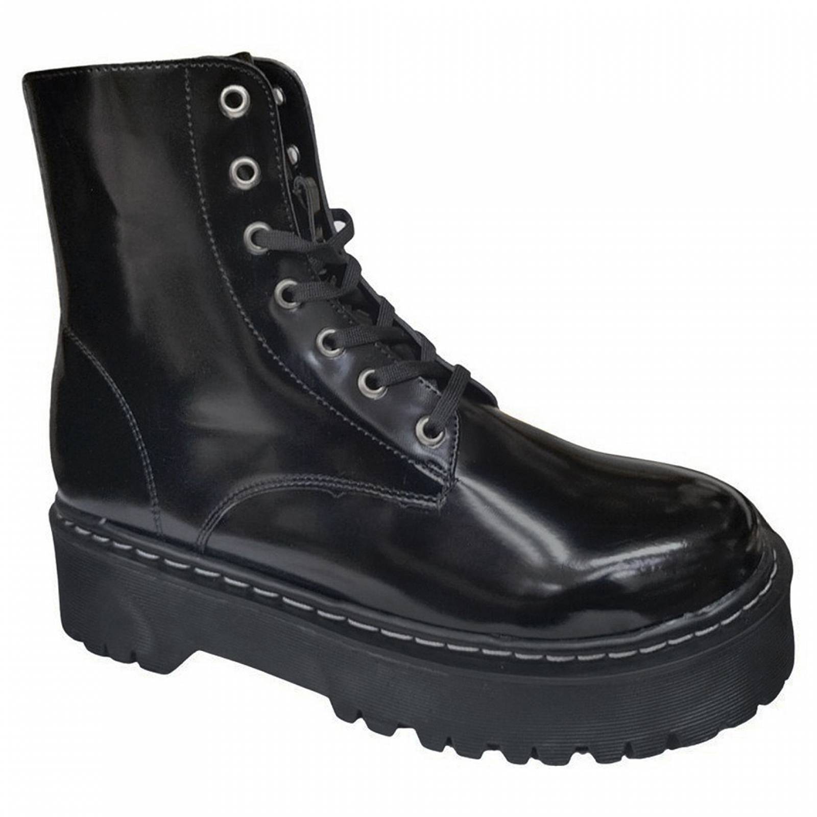 Botas Rockeras Combat Plataforma Para Dama Militares De Moda Camaleon Negro 2711