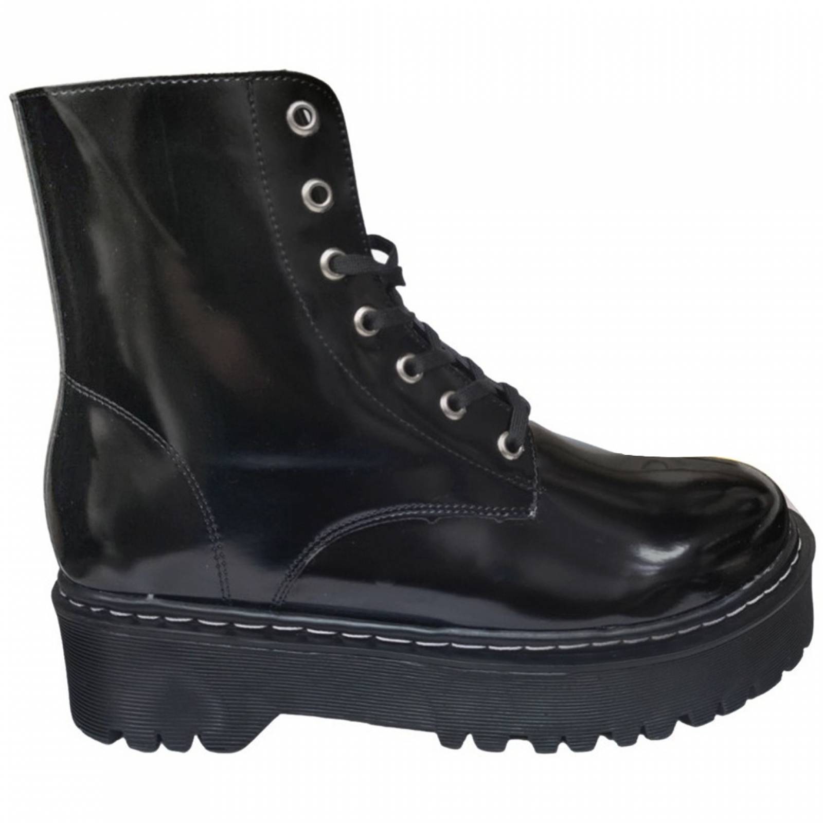 Botas Rockeras Combat Plataforma Para Dama Militares De Moda Camaleon Negro 2711