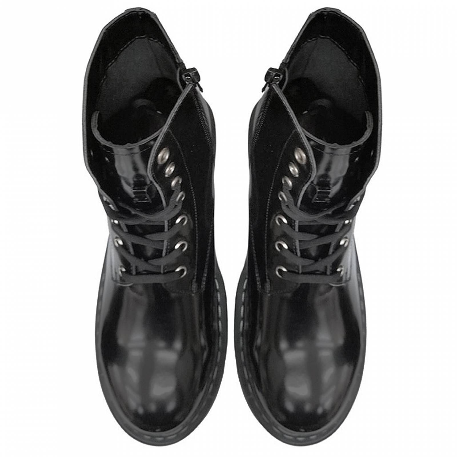 Botas Rockeras Combat Plataforma Para Dama Militares De Moda Camaleon Negro 2711