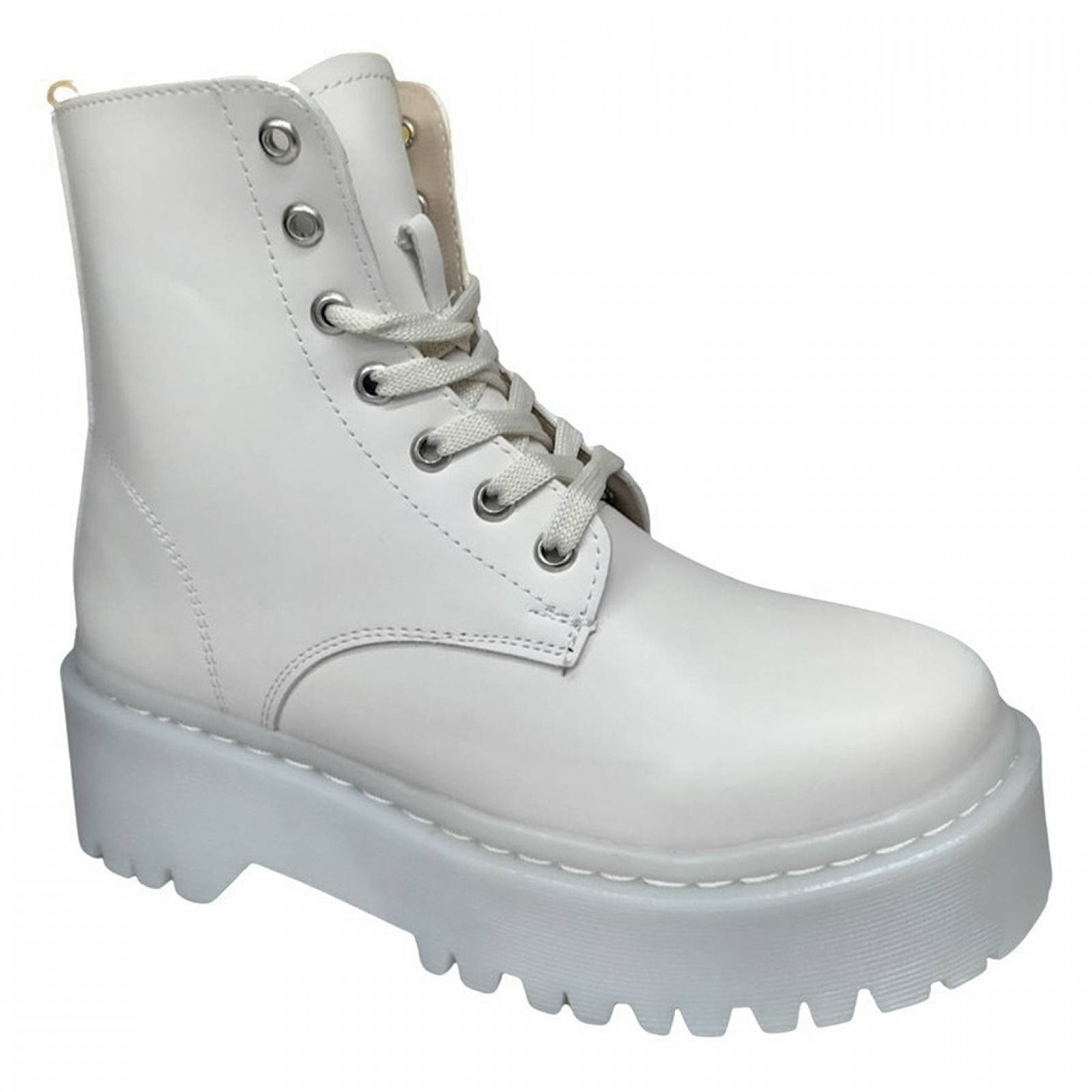 Botas Rockeras Combat Plataforma Para Dama Militares De Moda Latte 2711