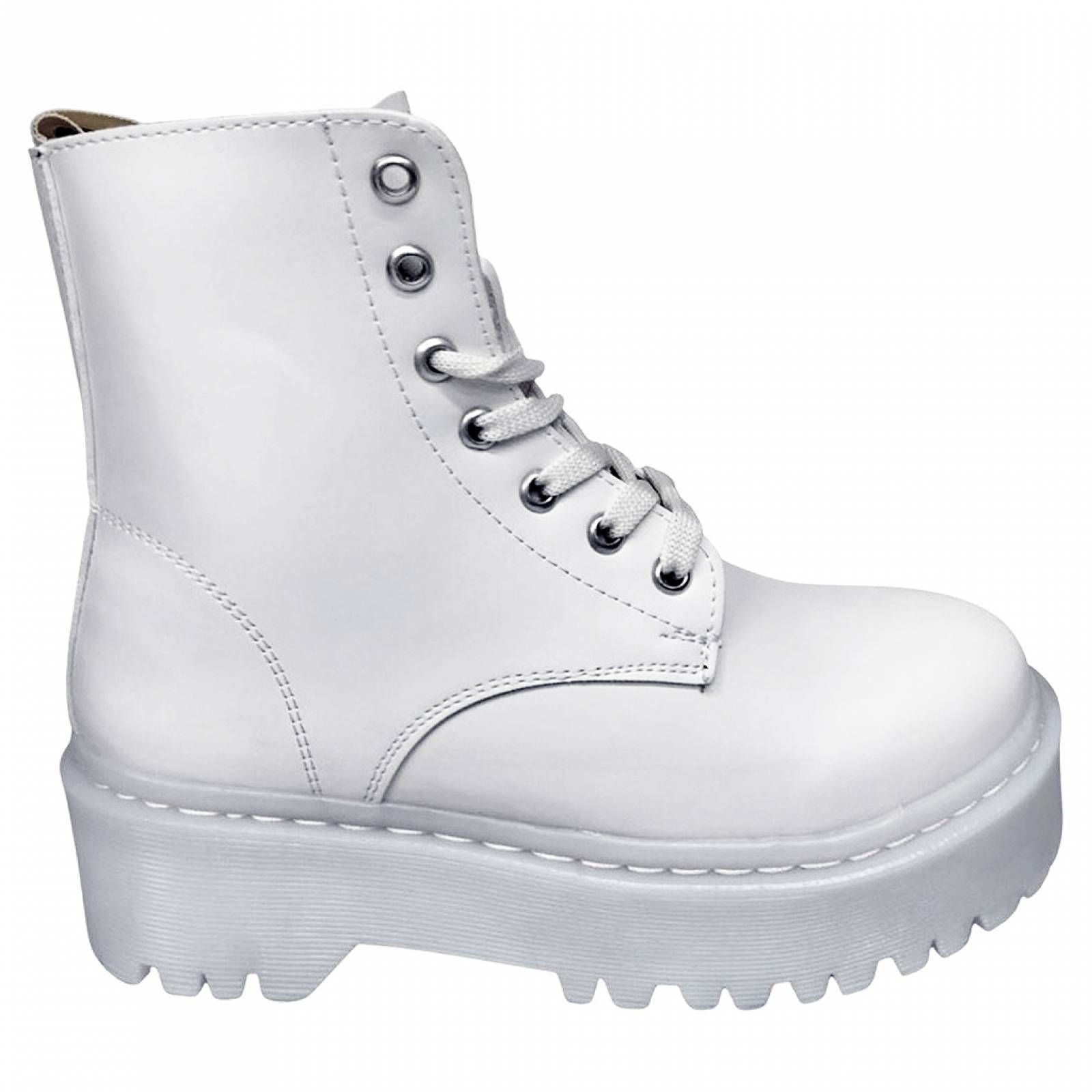 Botas Rockeras Combat Plataforma Para Dama Militares De Moda Latte 2711