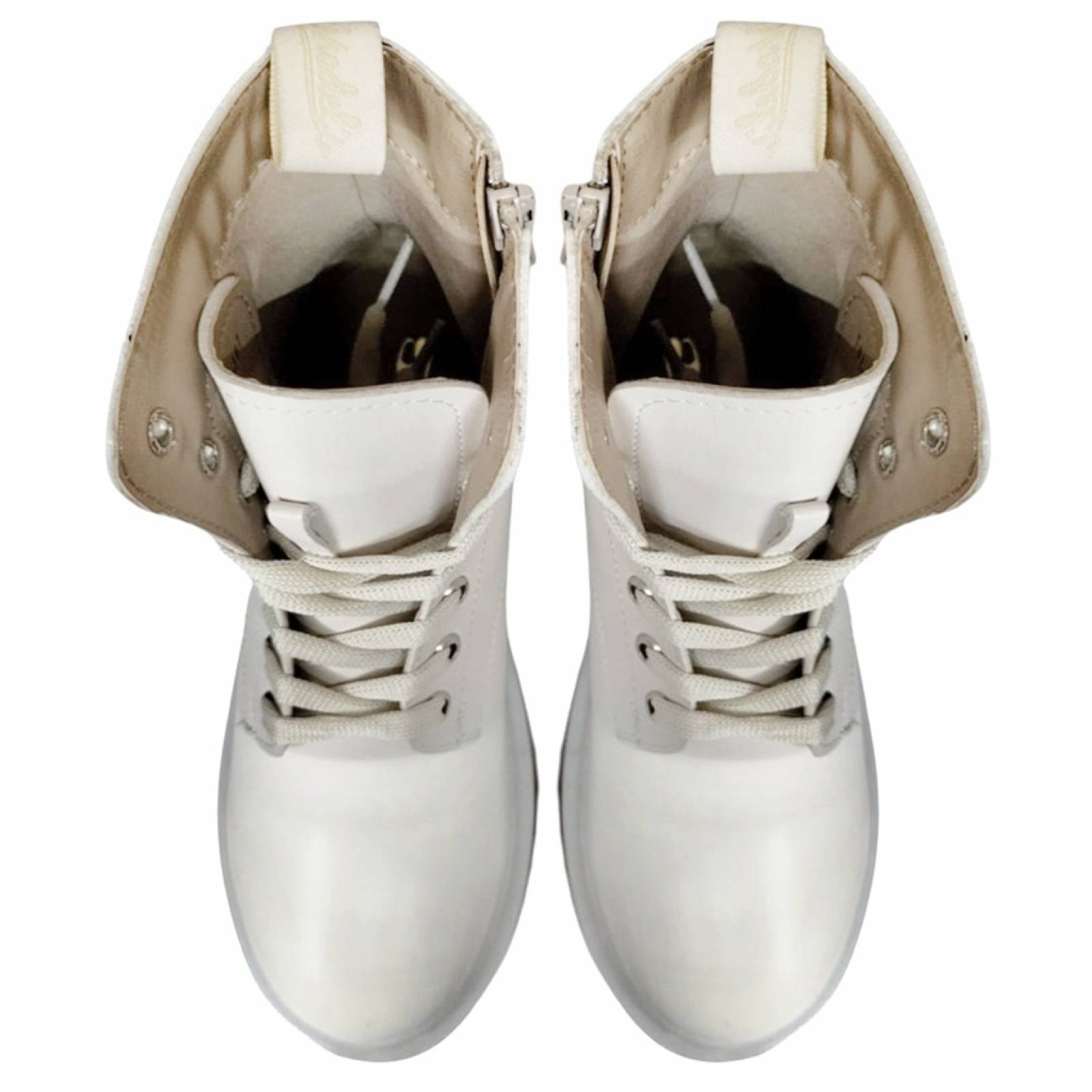 Botas Rockeras Combat Plataforma Para Dama Militares De Moda Latte 2711