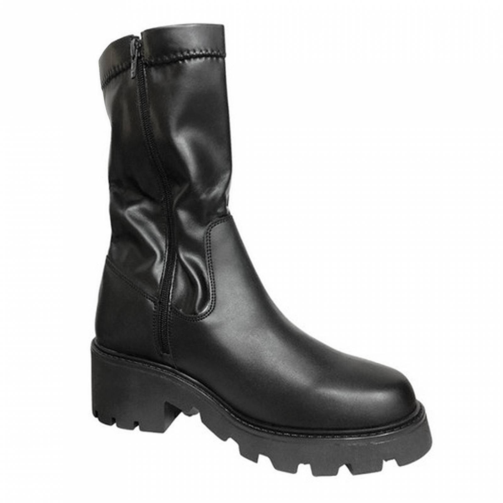 Botines Hermosos Mujer Dama De Moda Suela Chunky Negro 4042
