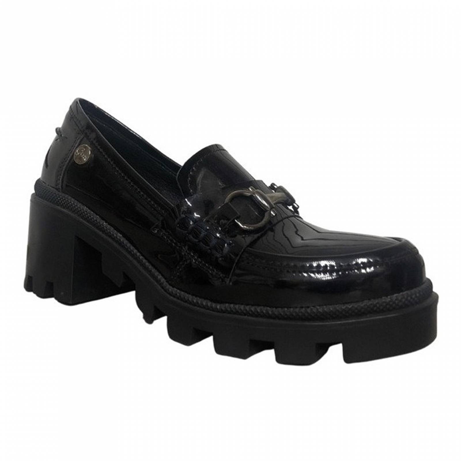 Zapato De Vestir Fino Para Dama Casual Confort Plataforma Charol Negro