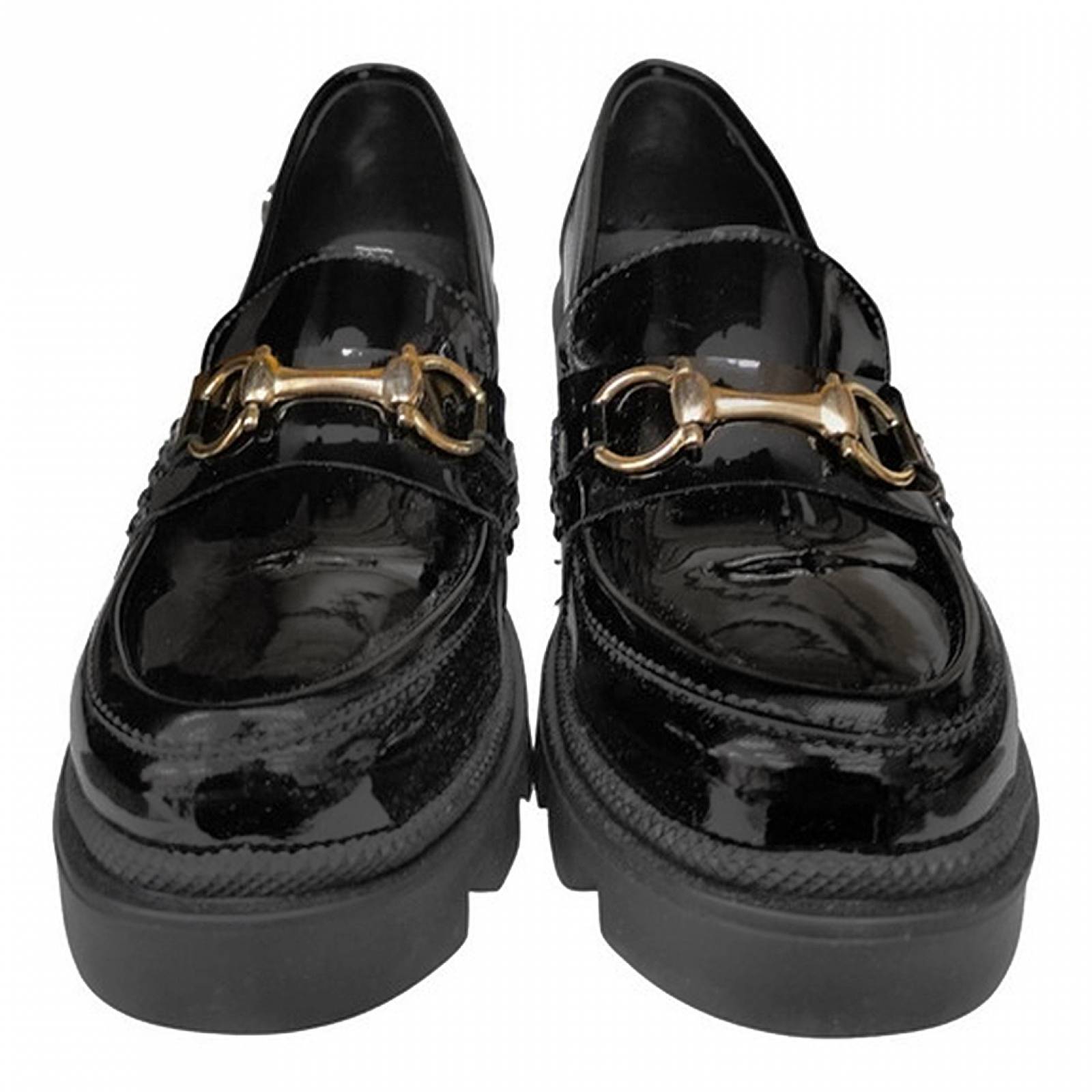 Zapato De Vestir Fino Para Dama Casual Confort Plataforma Charol Negro