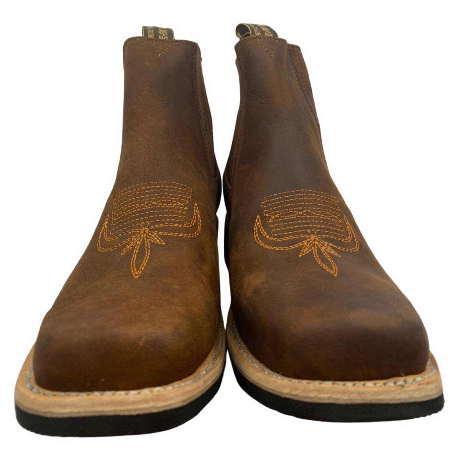Bota Botín Vaqueras Piel Res Para Hombre Rodeo Bamar Crazy Tan