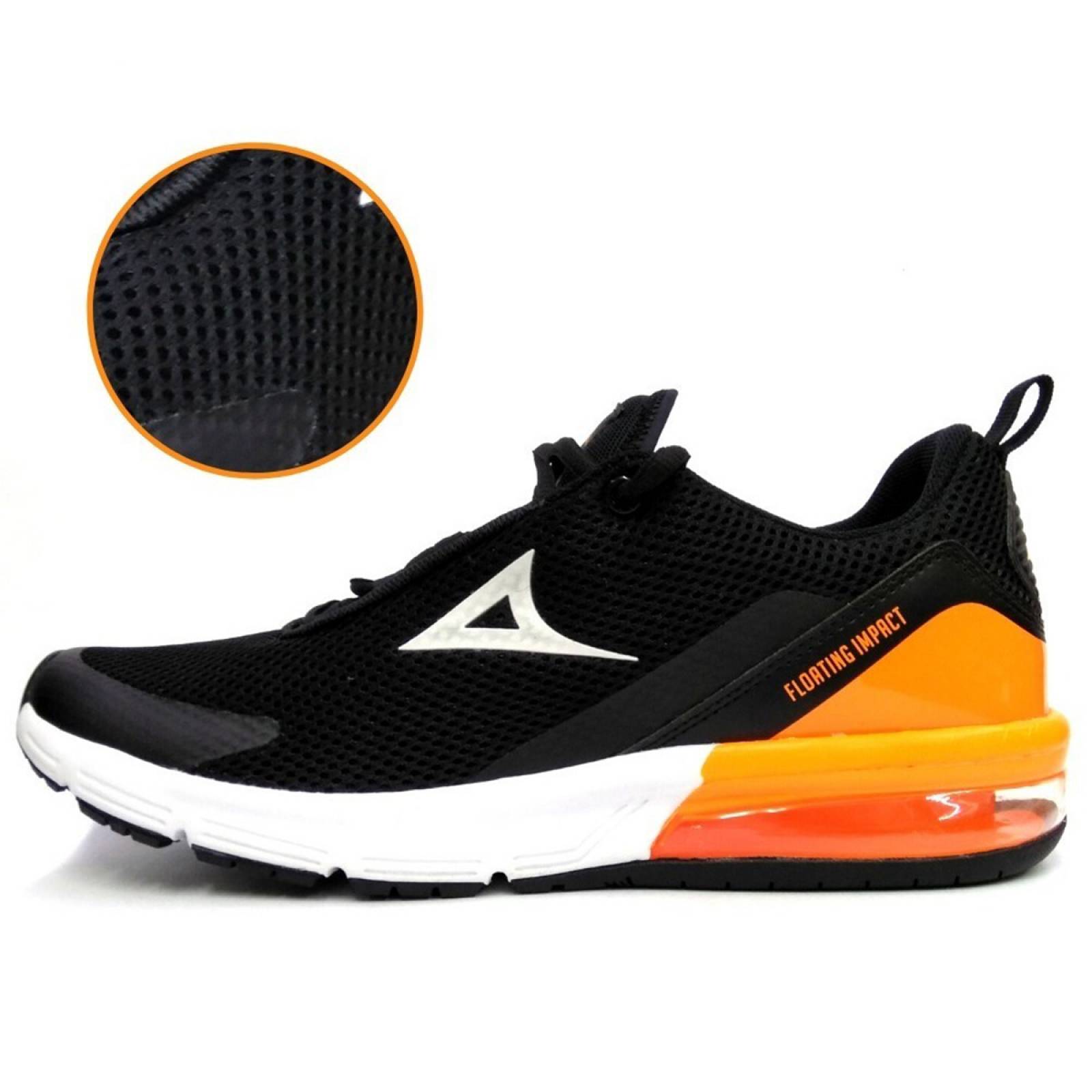Tenis Para Correr Pirma Floating Impact Con Válvula Negro Naranja