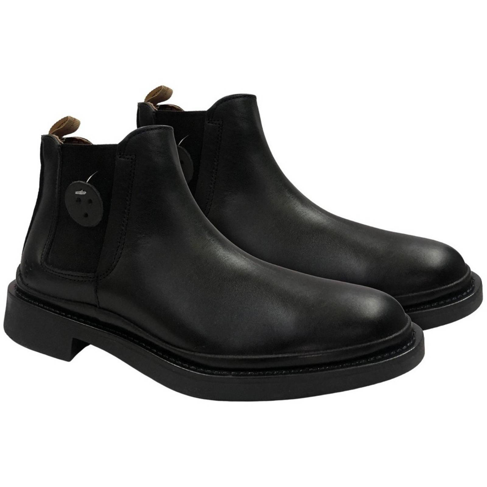 Botín Chelsea Boots Hombre Caballero Piel Auténtica 35800 Negro