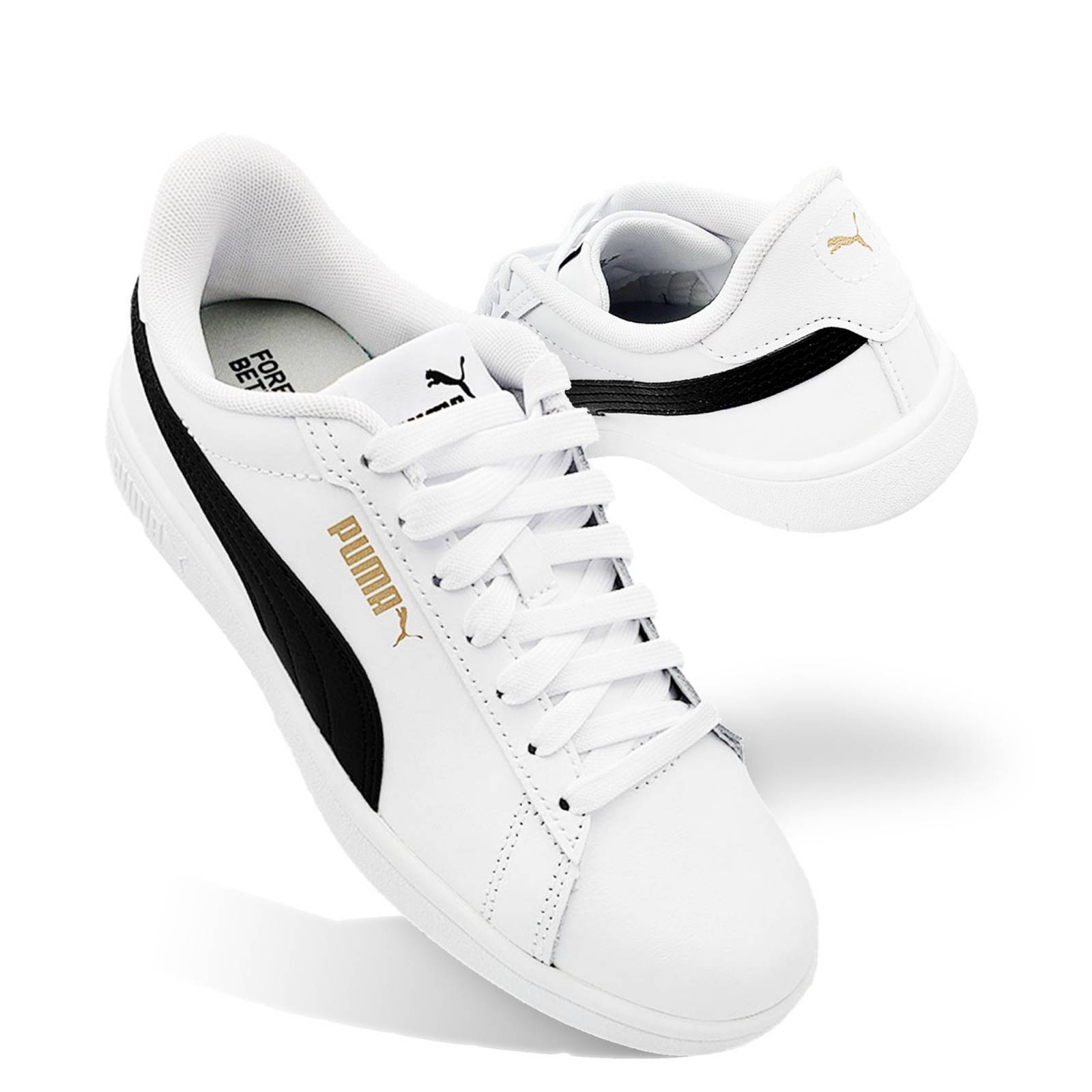 Tenis Puma Smash V2 Tape Jr Modelo 390987 11 Para Mujer Blanco Negro
