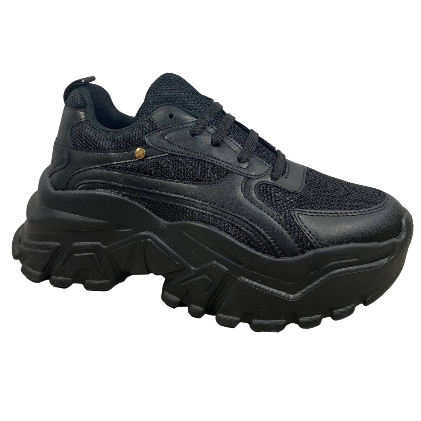 Zapatillas Deportivas De Malla Transpirable Con Plataforma Negro Ela 126