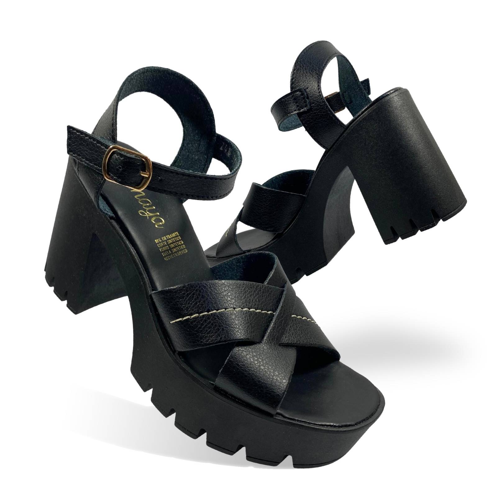 Sandalia Huarache Plataforma De Mujer Retro Moda Somaya 311 Negro