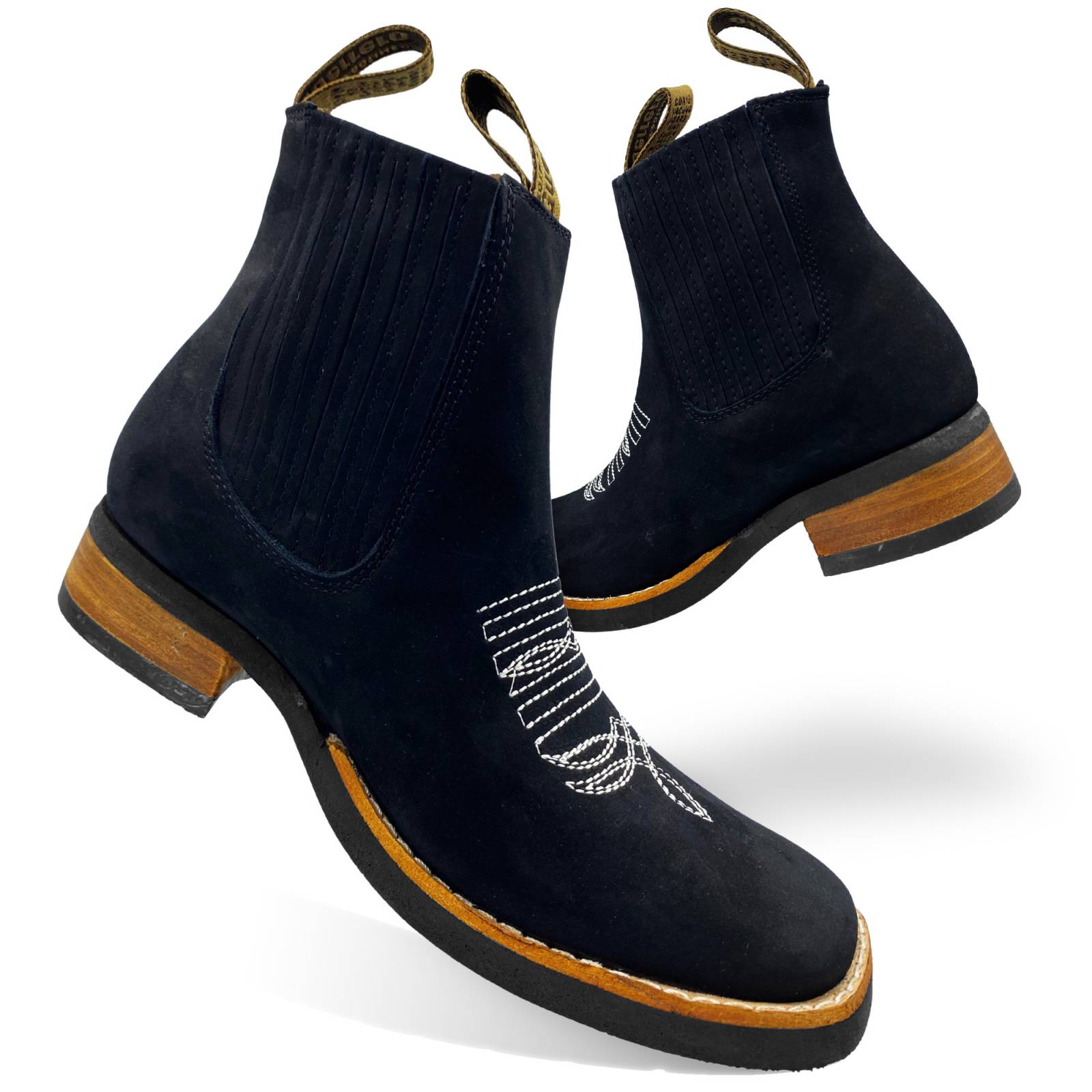 Bota Botín Vaqueras Piel Res Juvenil Rodeo Guerrero Negro