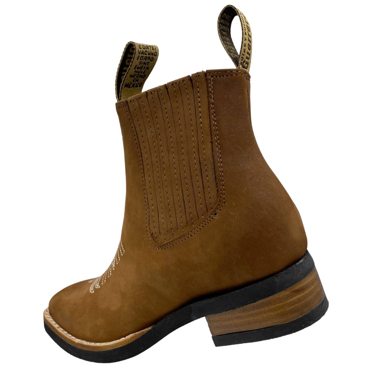 Bota Botín Vaqueras Piel Res Juvenil Rodeo Guerrero Oro