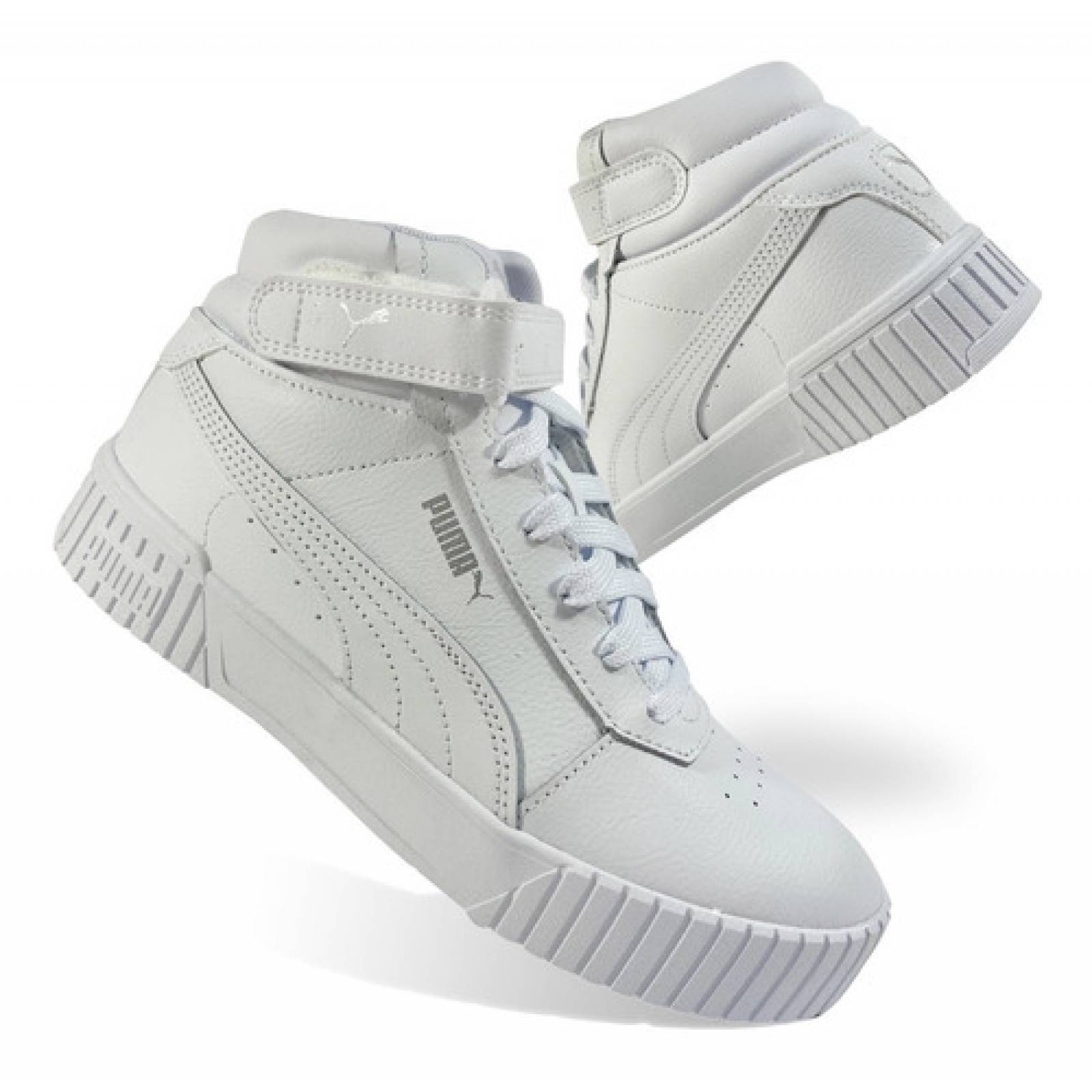 Tenis Puma Carina Para Dama Bota Broche Moda Blanco
