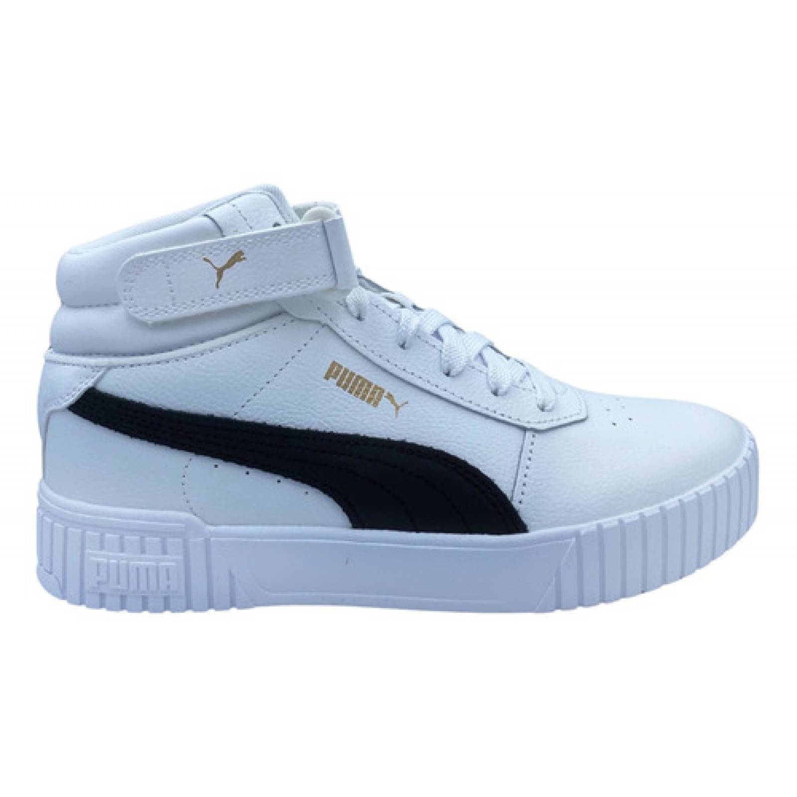 Tenis Puma Carina Para Dama Bota Broche Moda Blanco Negro Oro