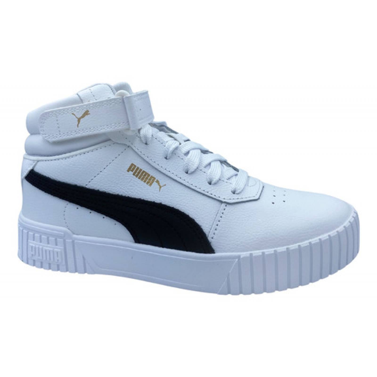 Tenis Puma Carina Para Dama Bota Broche Moda Blanco Negro Oro