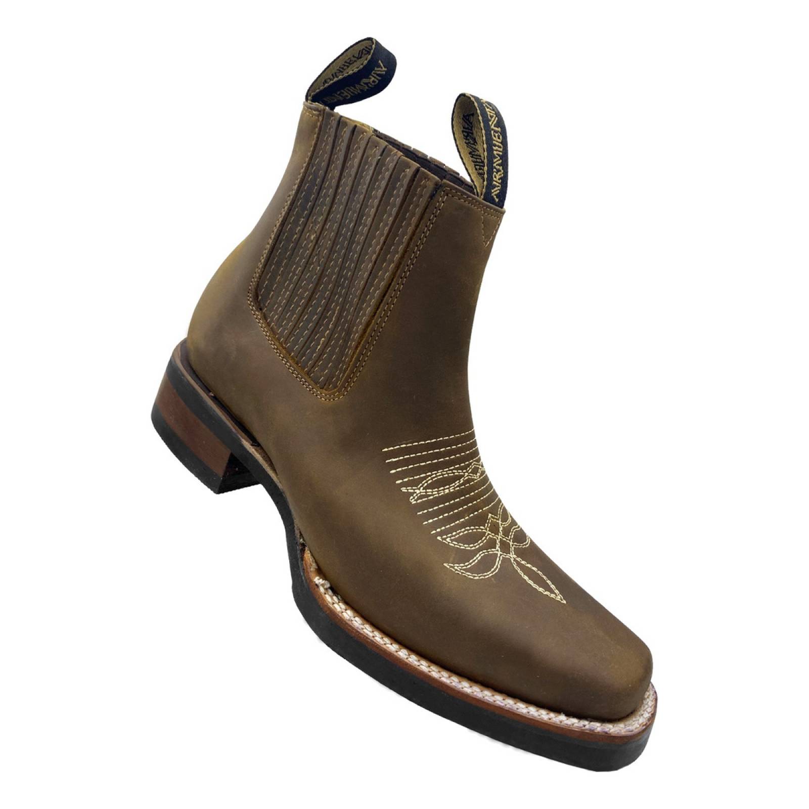 Bota Botín Rodeo De Piel Armenta Crazy Miel