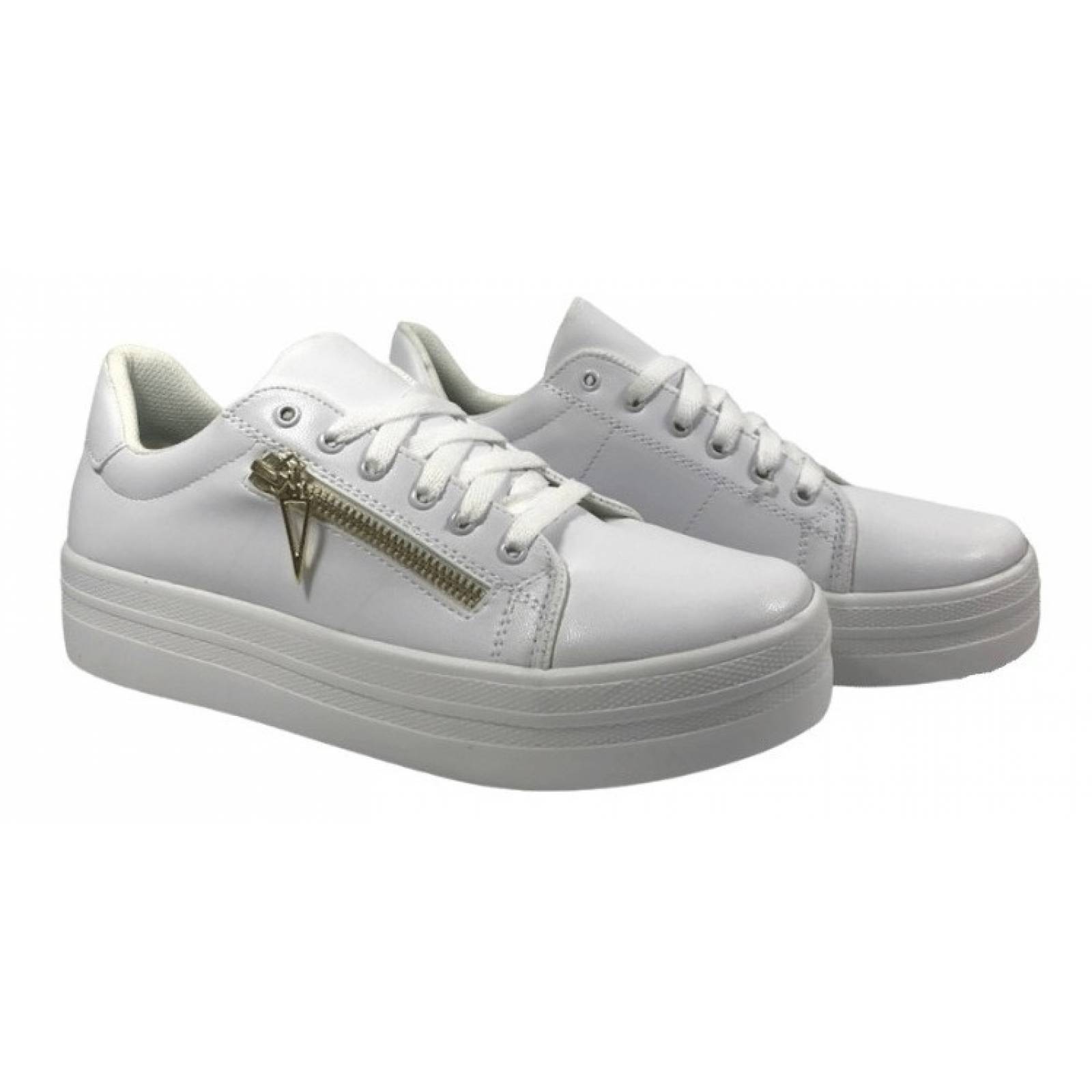 Tenis Casual/Urbano Blancos Mujer Con Cierre