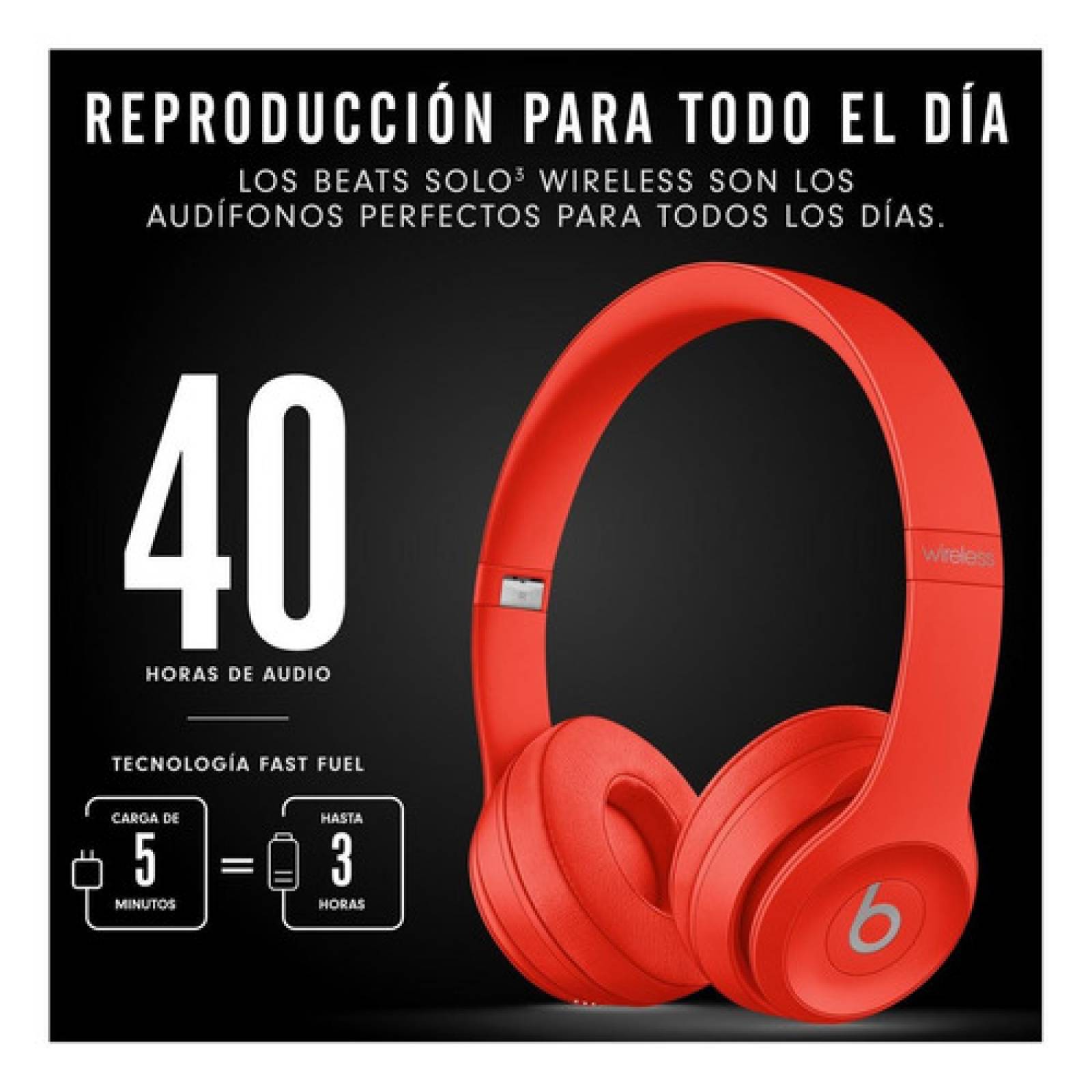 Audífonos Beats Solo  Wireless   Citrus Red