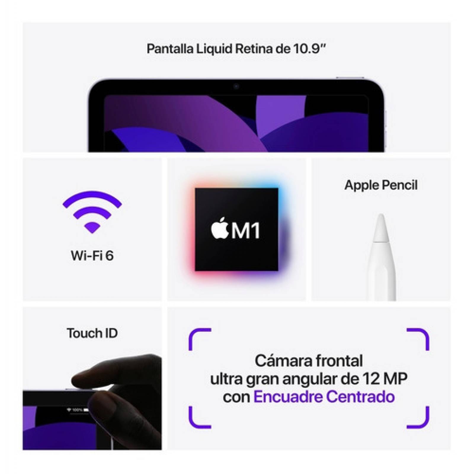Apple iPad Air (5  Generación) 10 9  Wi fi 64 Gb M1   Morado