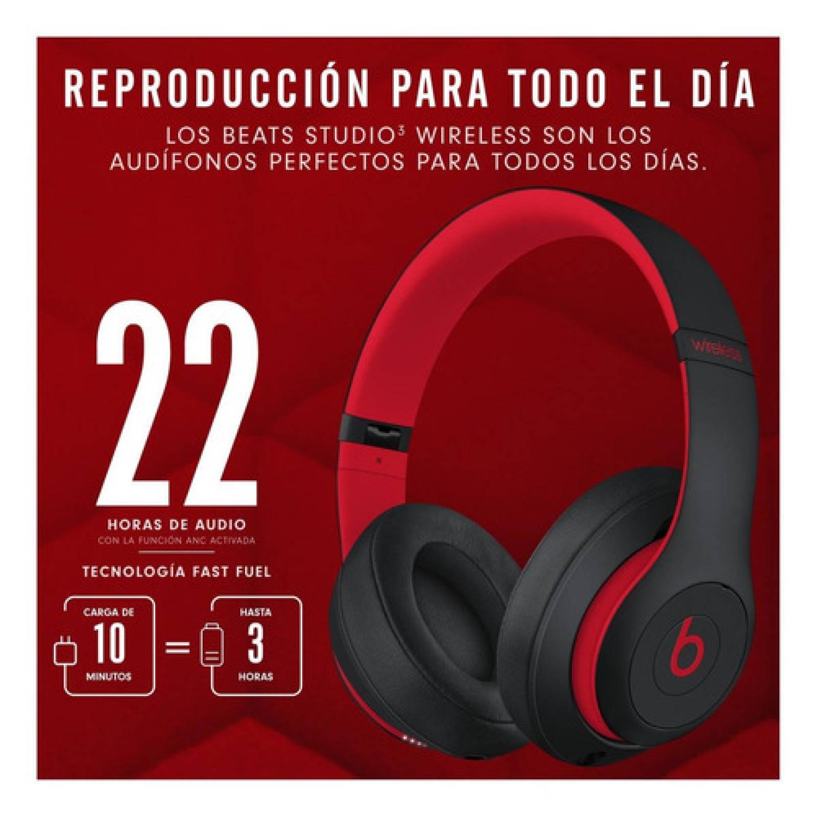 Audífonos Beats Studio  Wireless   Defiant Black red