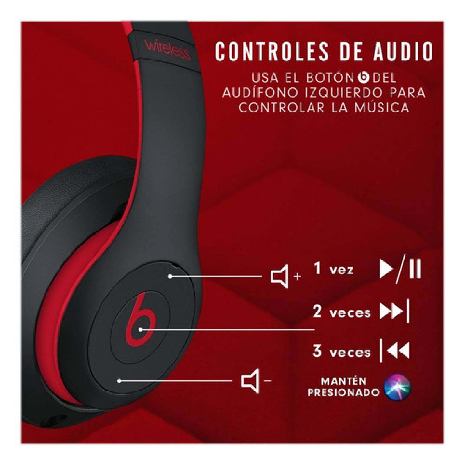 Audífonos Beats Studio  Wireless   Defiant Black red