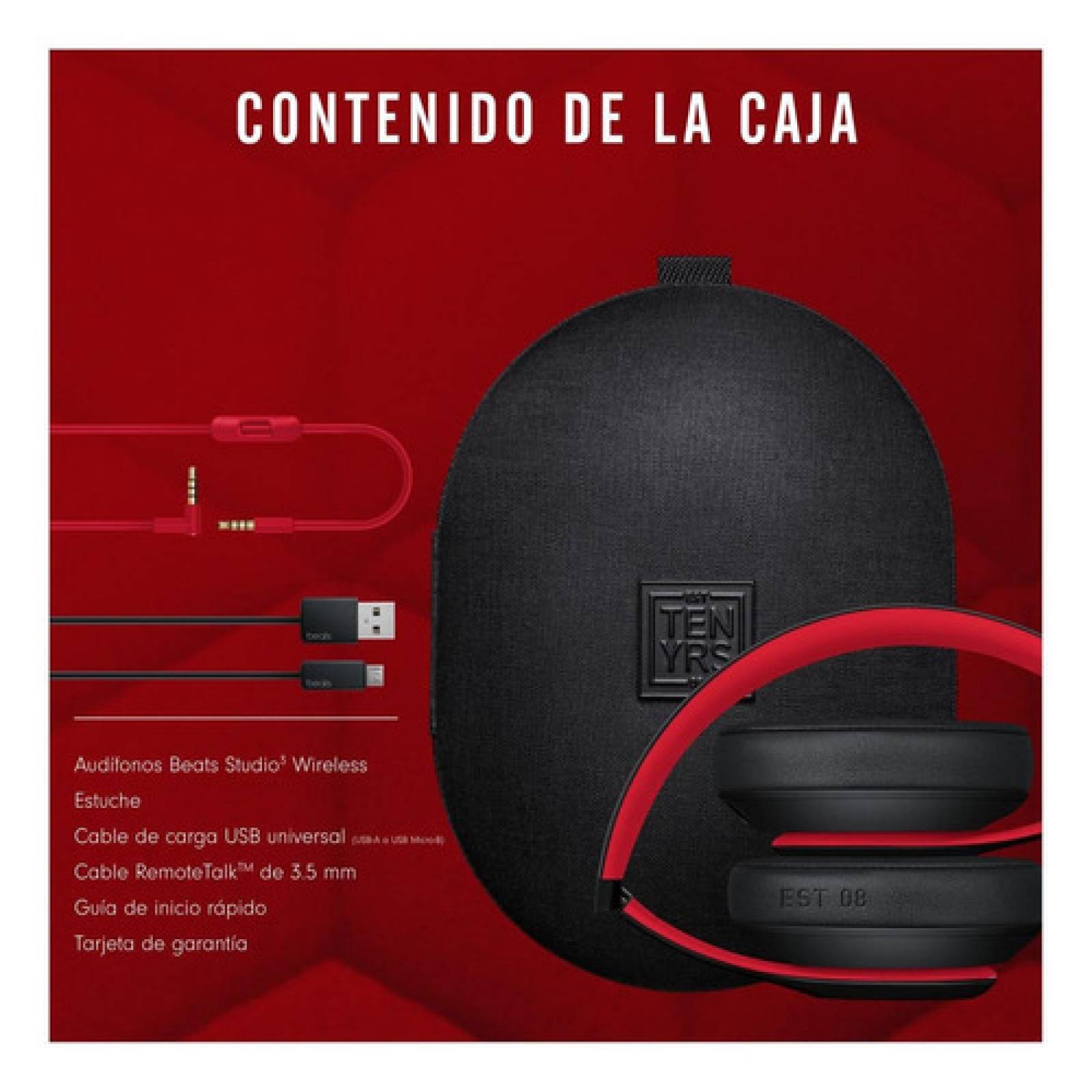 Audífonos Beats Studio  Wireless   Defiant Black red