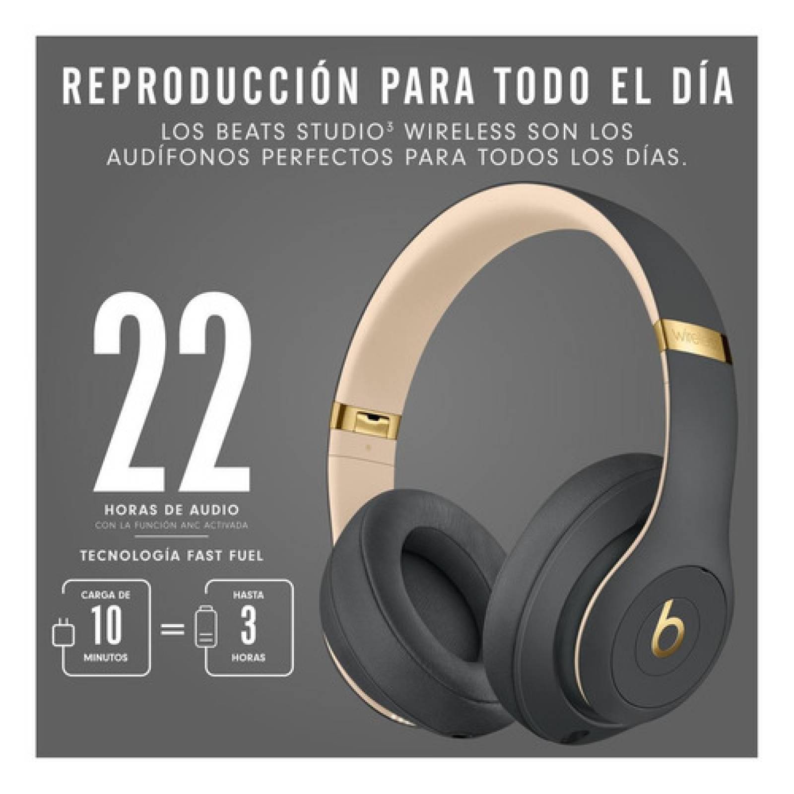 Audífonos Beats Studio 3 Inalámbricos Gris Sombra Beats Solo3