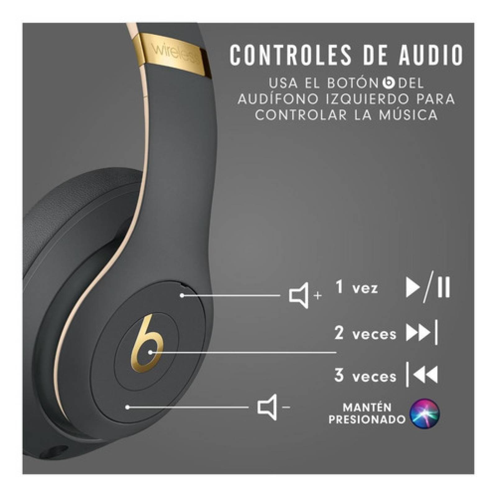 Audífonos Beats Studio 3 Inalámbricos Gris Sombra Beats Solo3