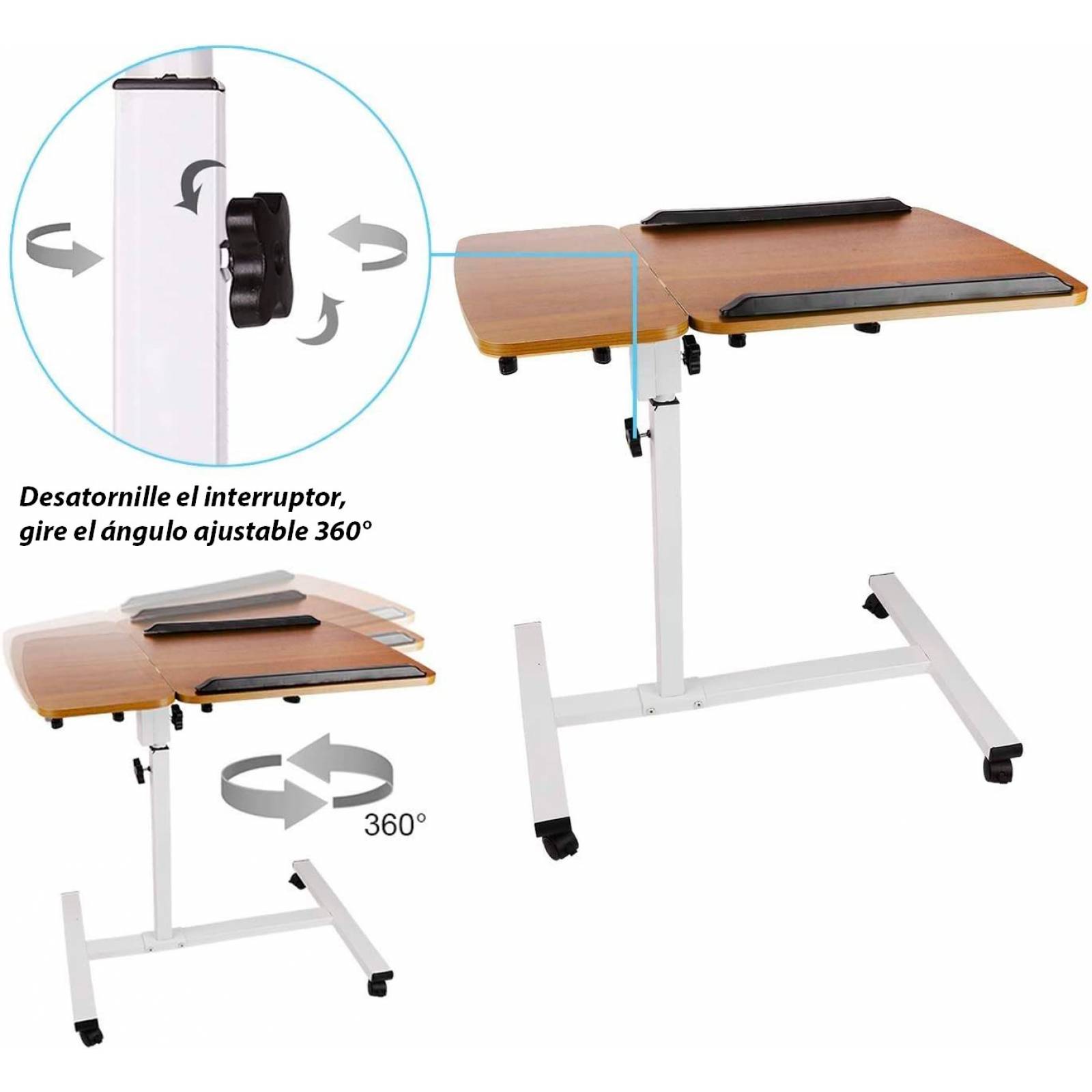 Mesa Multifuncional de Cama Escritorio Mesita de Noche Ajustable Neo.