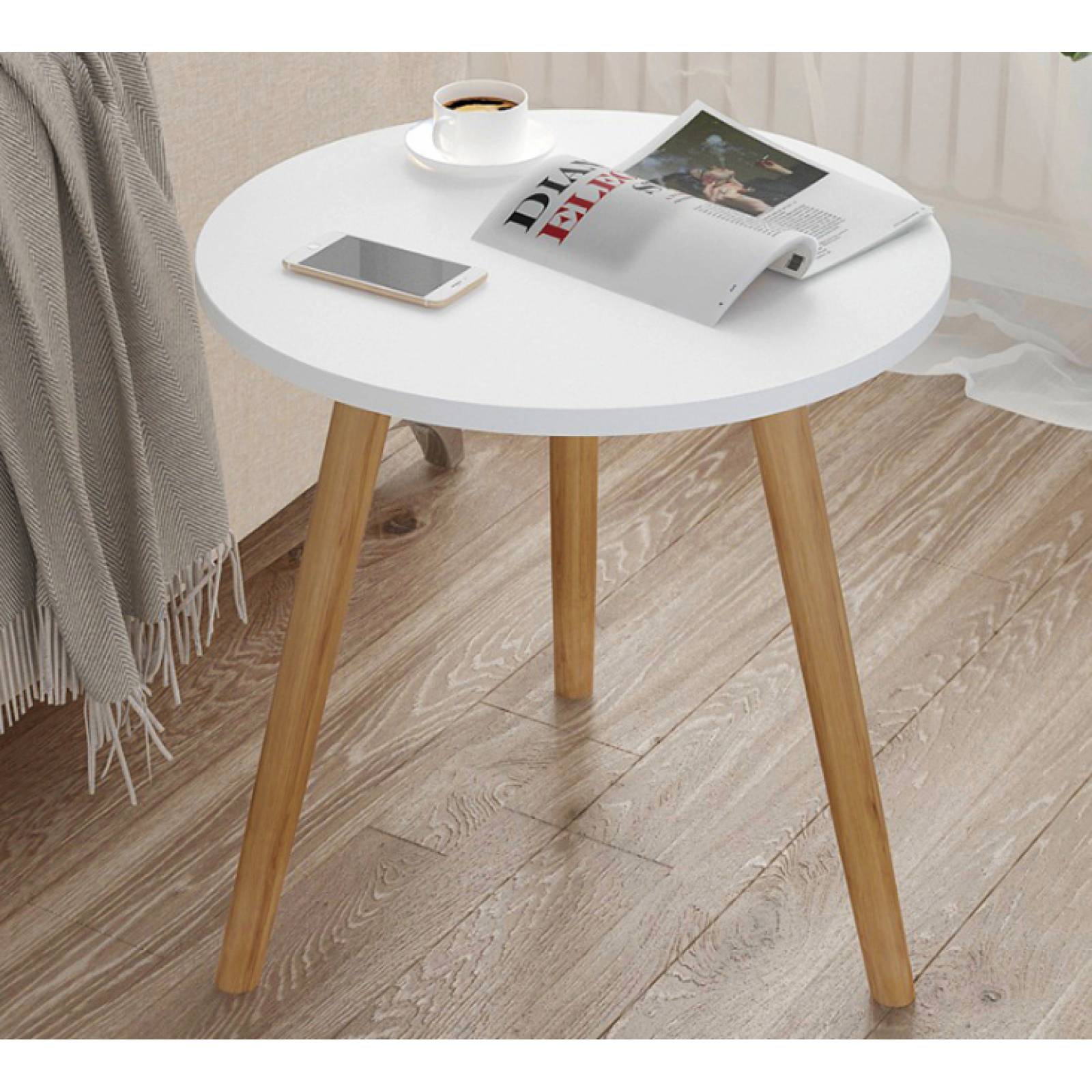 Mesa Lateral Minimalista Sala Recámara Beli Blanca Moderna.