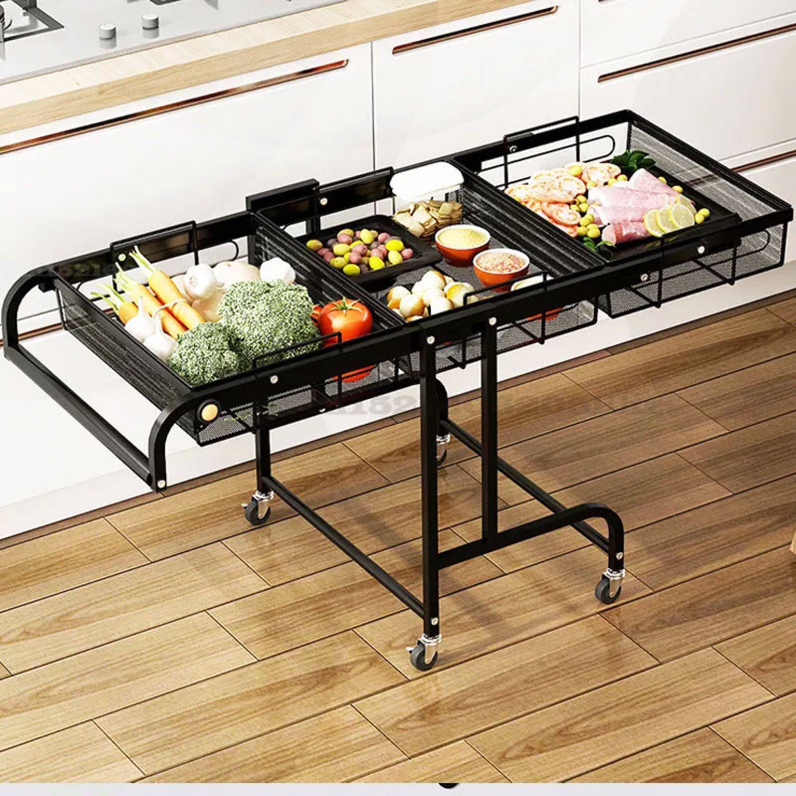 Carrito plegable de 3 niveles con ruedas giratorias multifuncional Benek